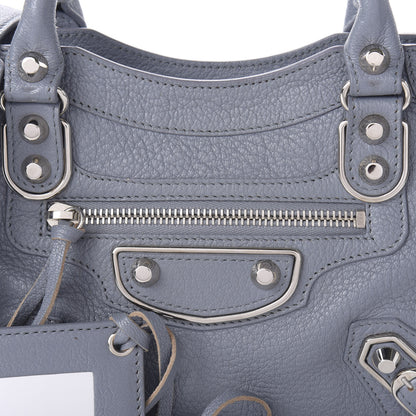 Balenciaga Chevre Silver Metallic Edge Hardware Mini City Bleu Acier 8 of 10