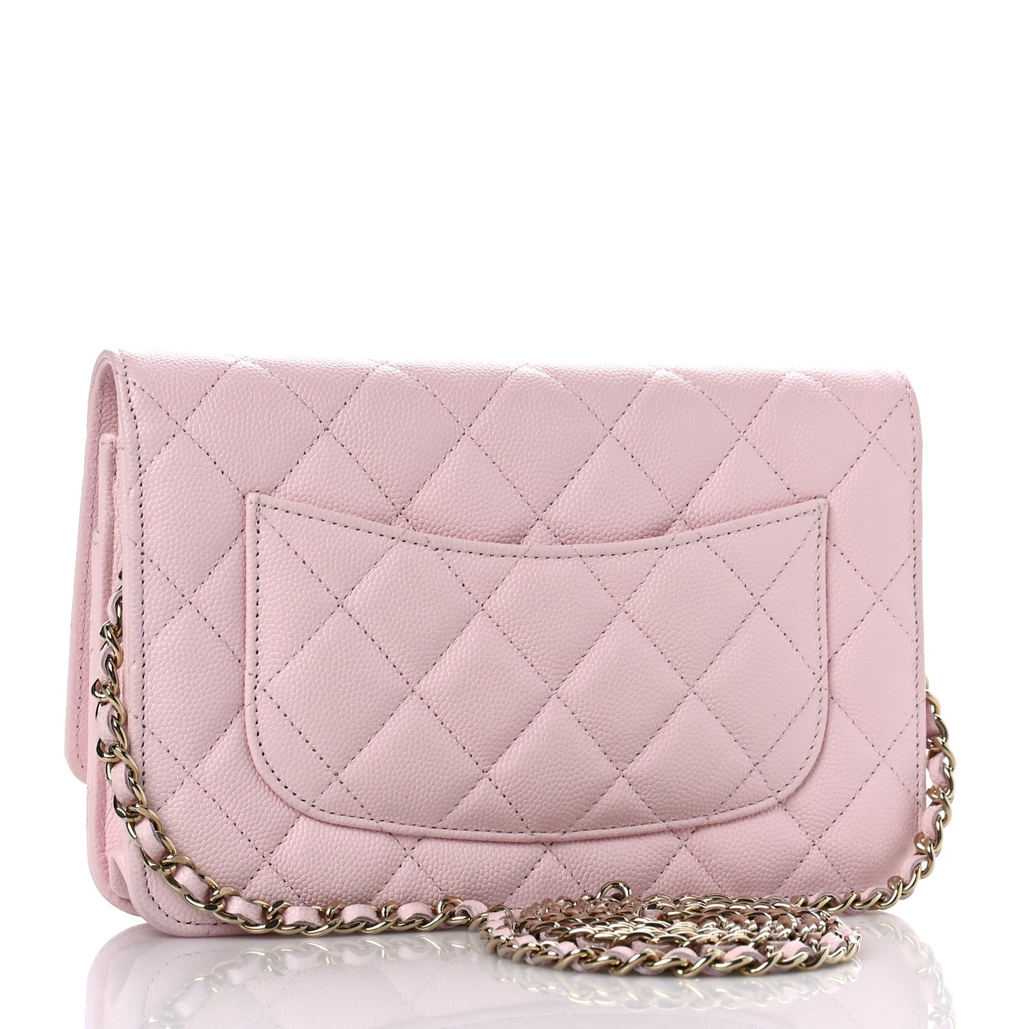 Caviar Quilted Wallet on Chain WOC Light Pink