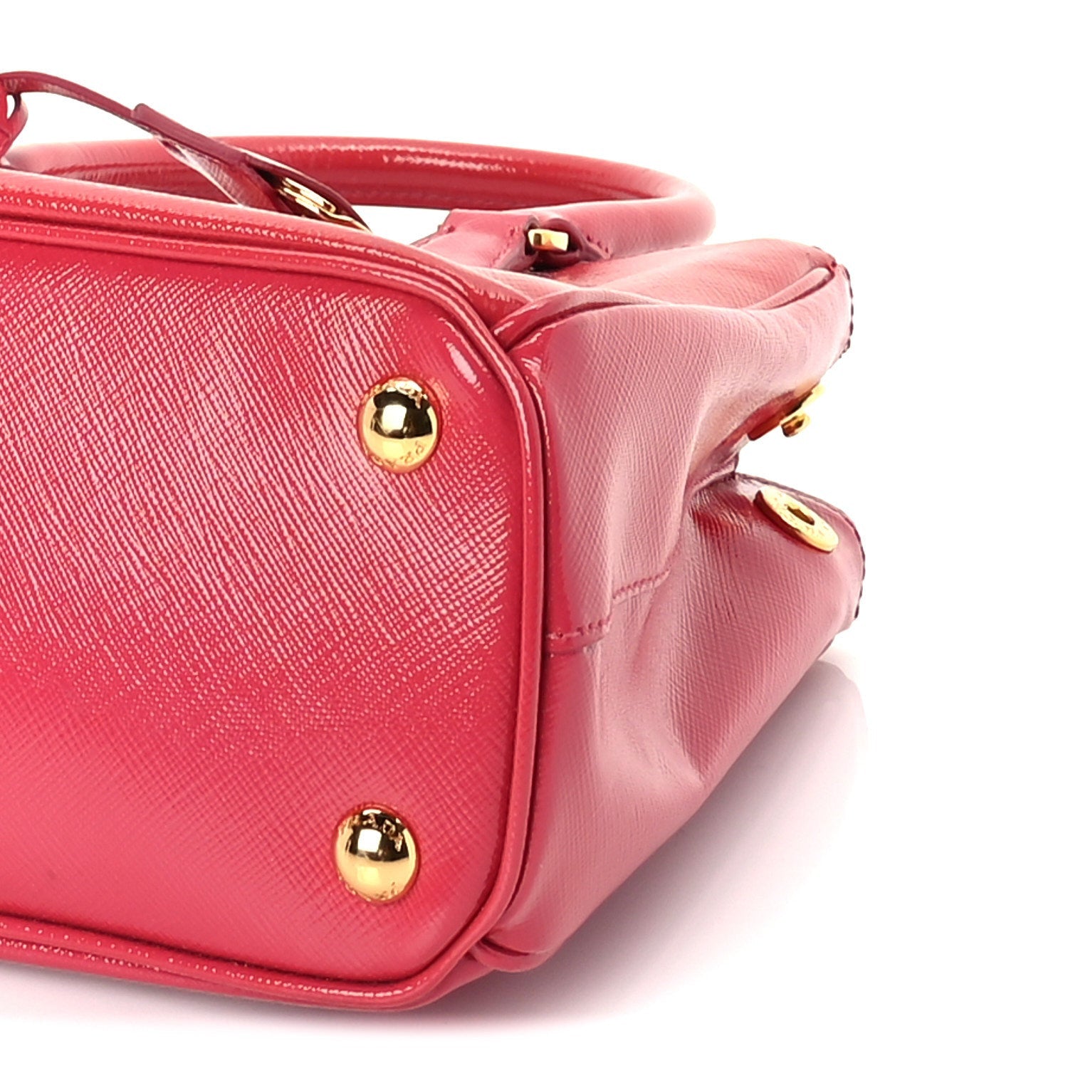Prada Saffiano Vernice Mini Galleria Double Zip Tote Peonia 8 of 8