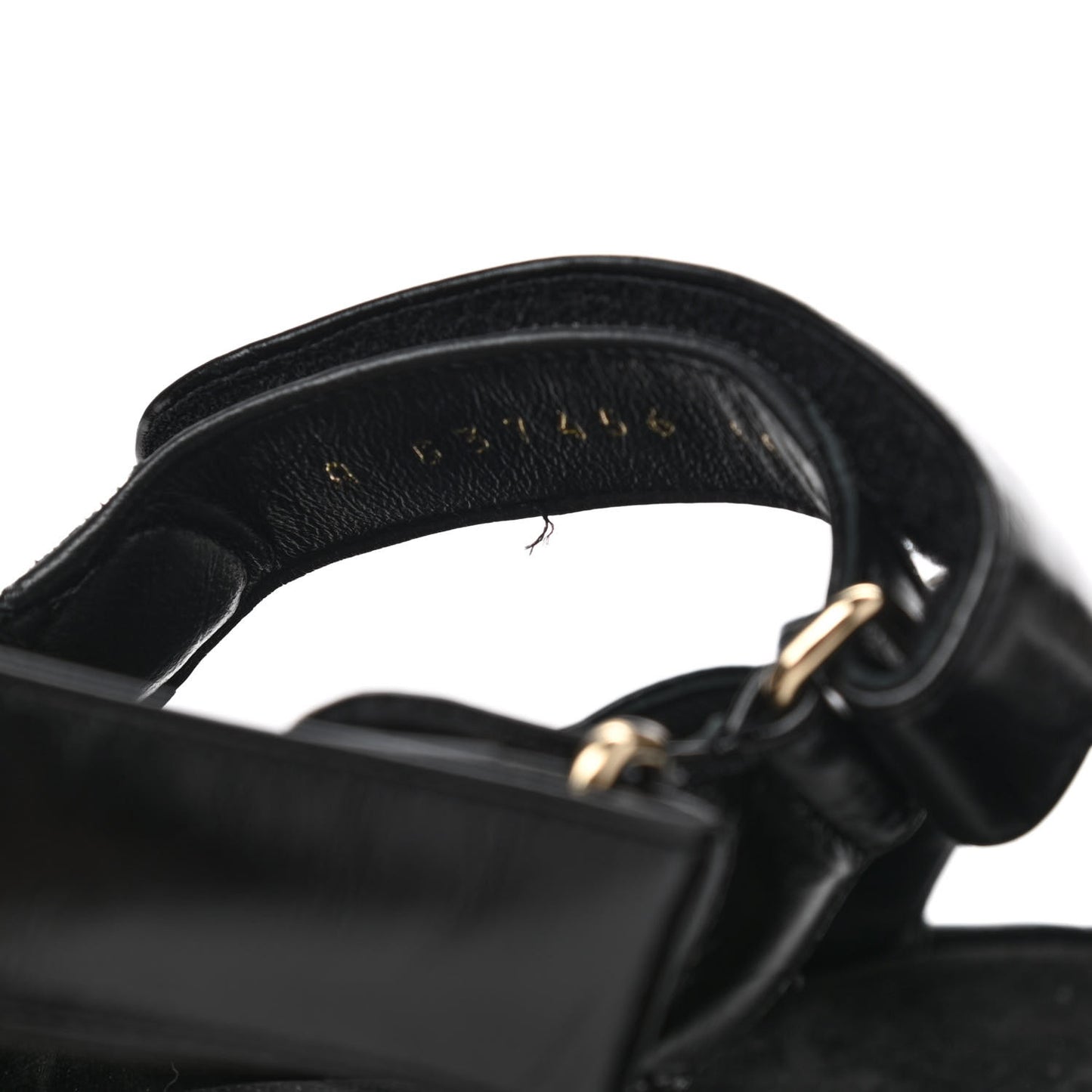 Shiny Calfskin Logo Platform Sandals 38 Black