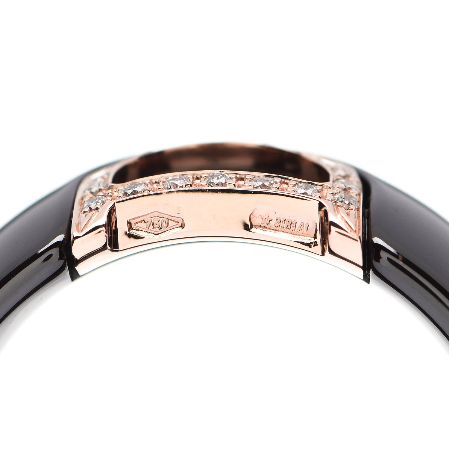 Damiani 18K Pink Gold Ceramic Diamond D Icon Ring 53 6.25 Black 5 of 6