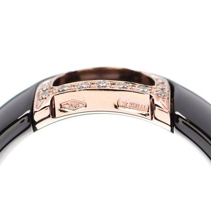 Damiani 18K Pink Gold Ceramic Diamond D Icon Ring 53 6.25 Black 5 of 6