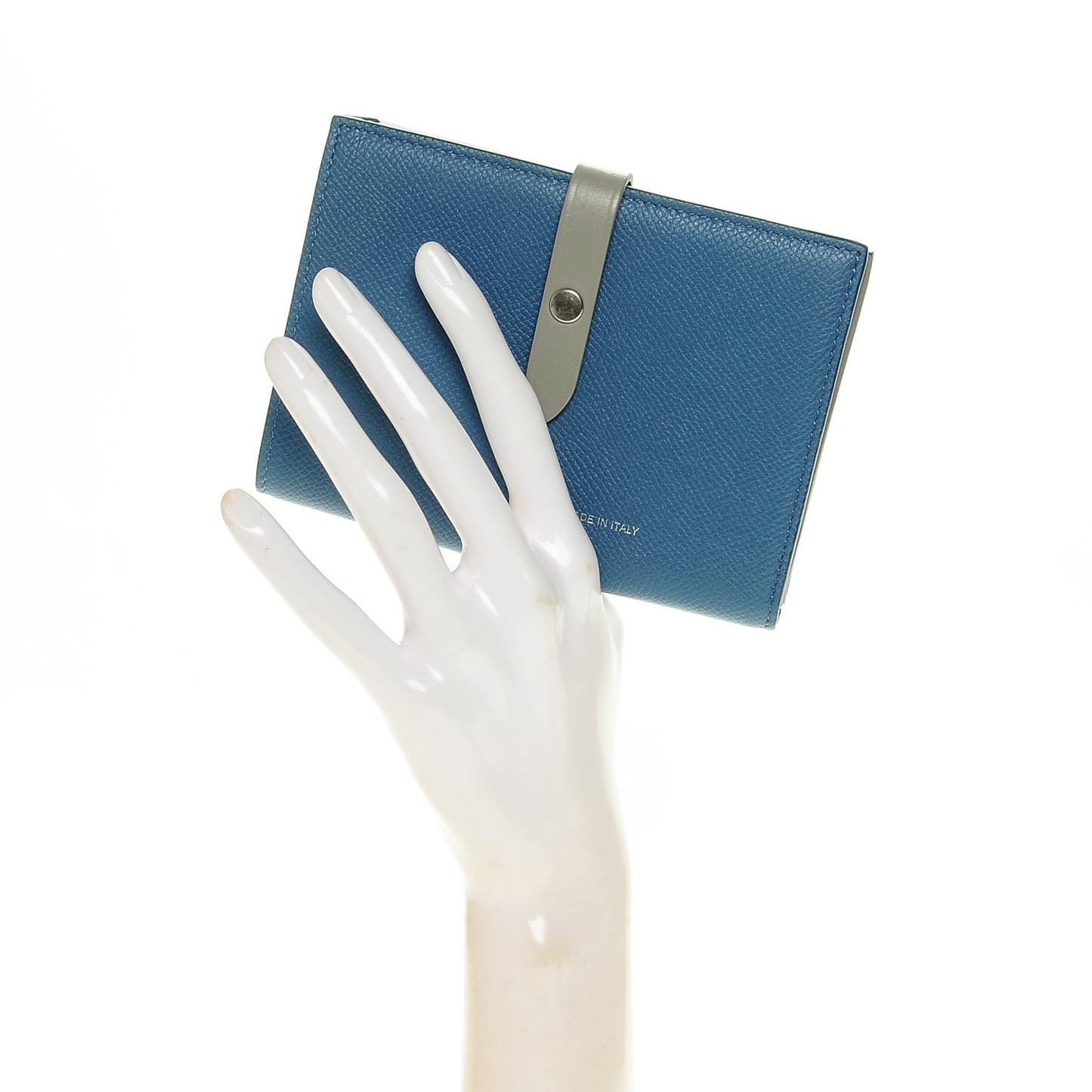 Calfskin Medium Multifunction Strap Wallet Washed Blue