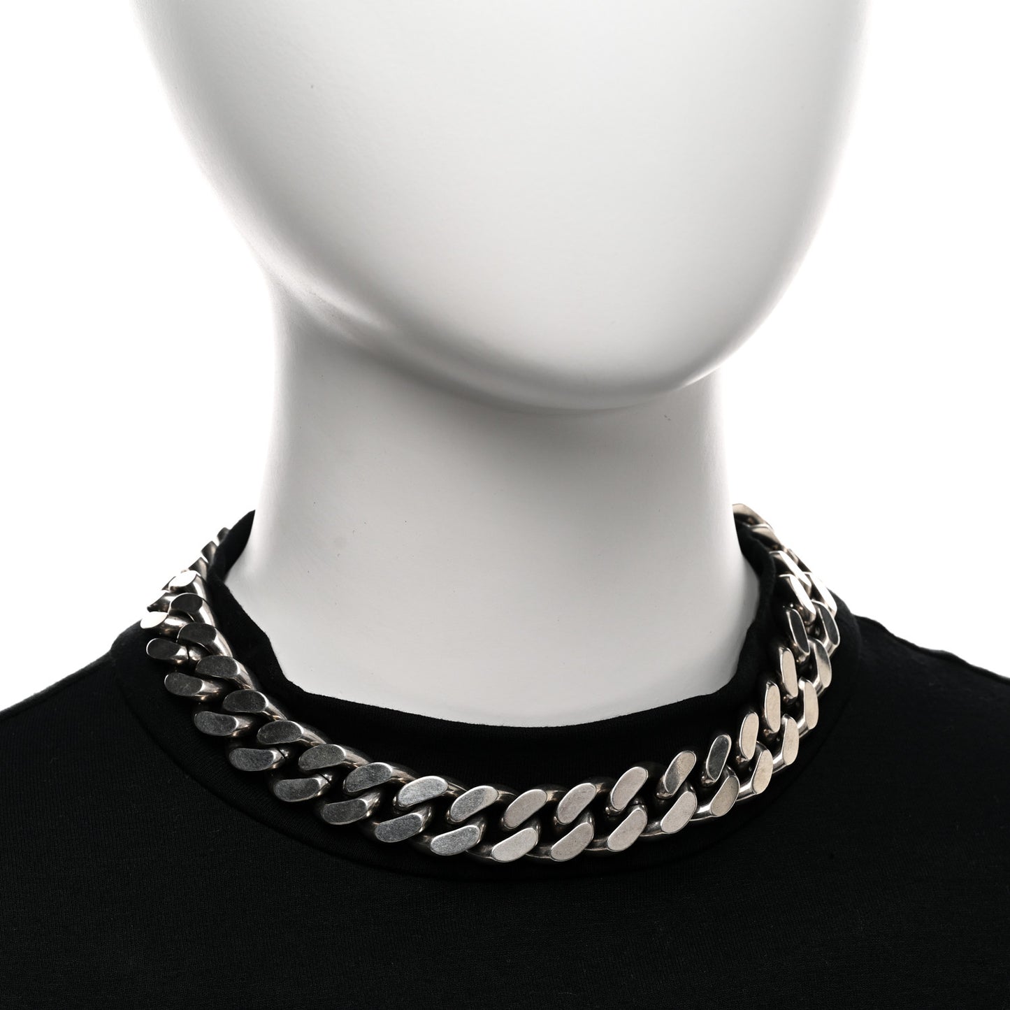 Metal Curb Chain Necklace Oxidized Silver
