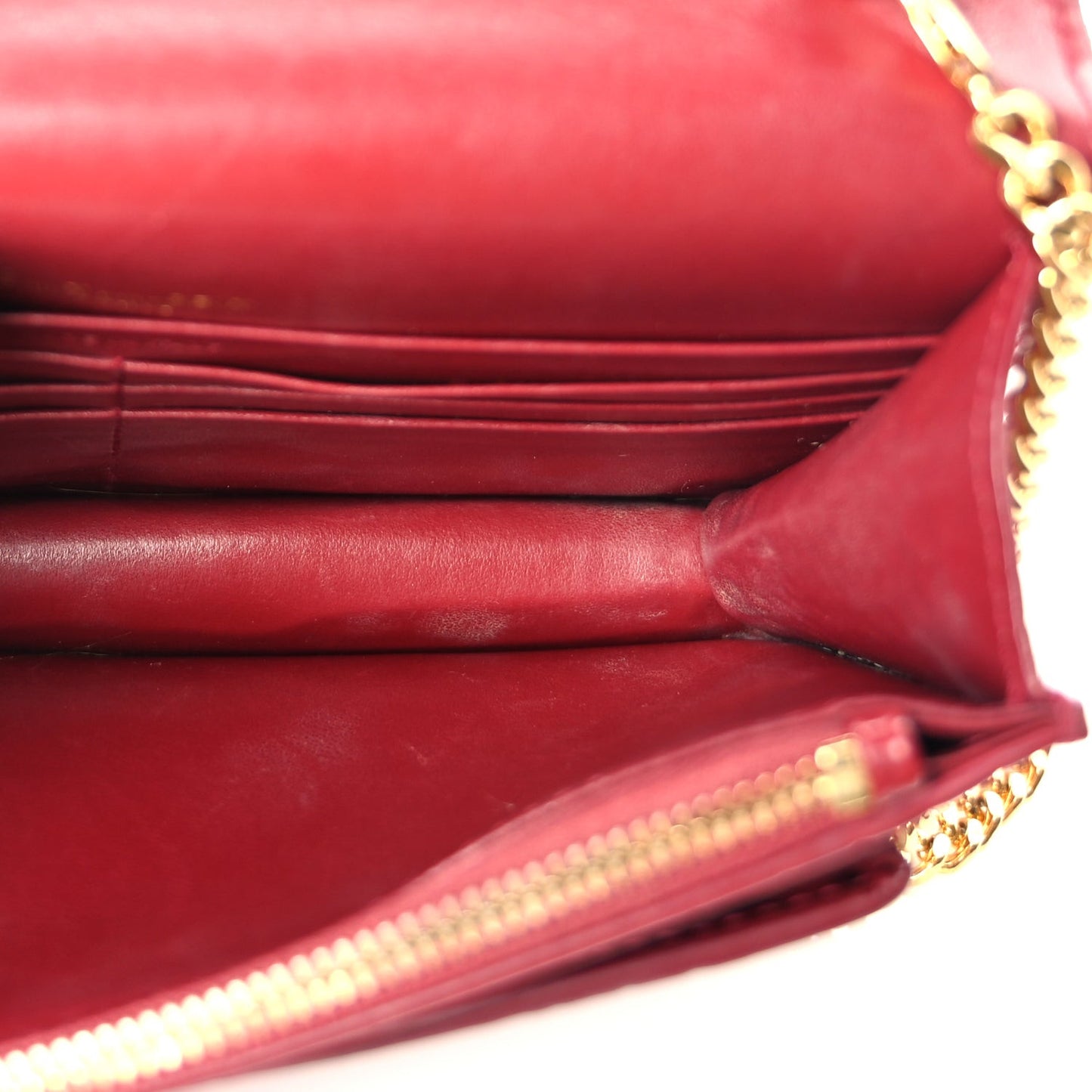 Calfskin Crocodile Embossed Monogram Sunset Top Handle Chain Wallet Rouge Legion
