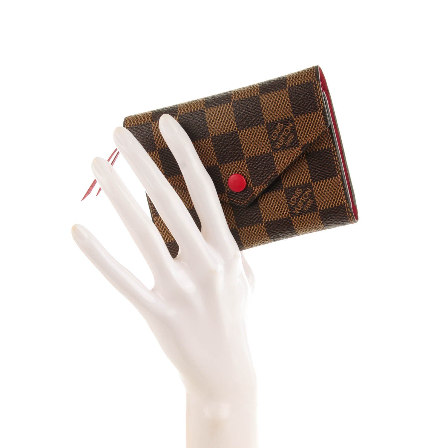 Louis Vuitton Damier Ebene Victorine Wallet Red 2 of 7