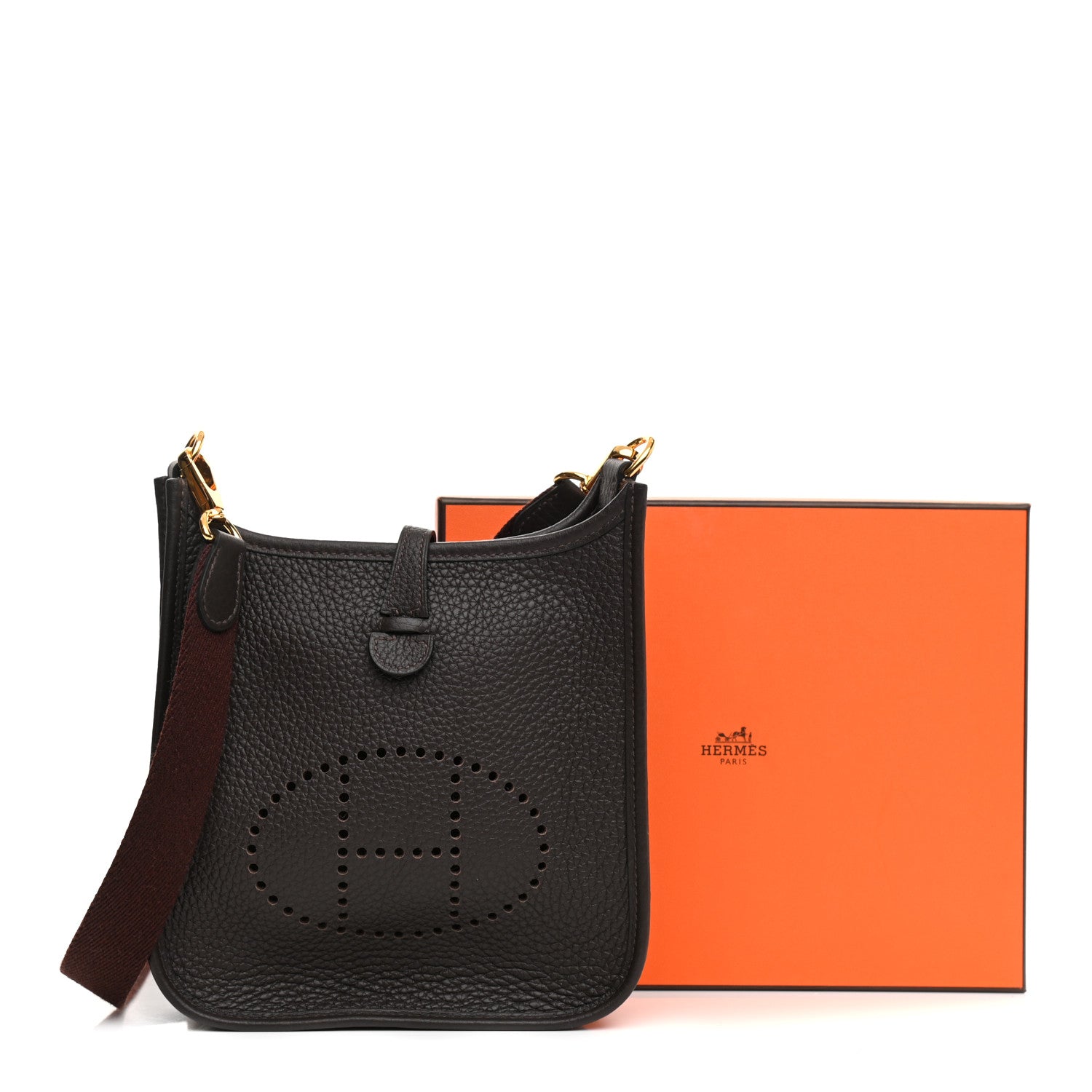 Hermes Taurillon Clemence Evelyne TPM Chocolate 20 of 21