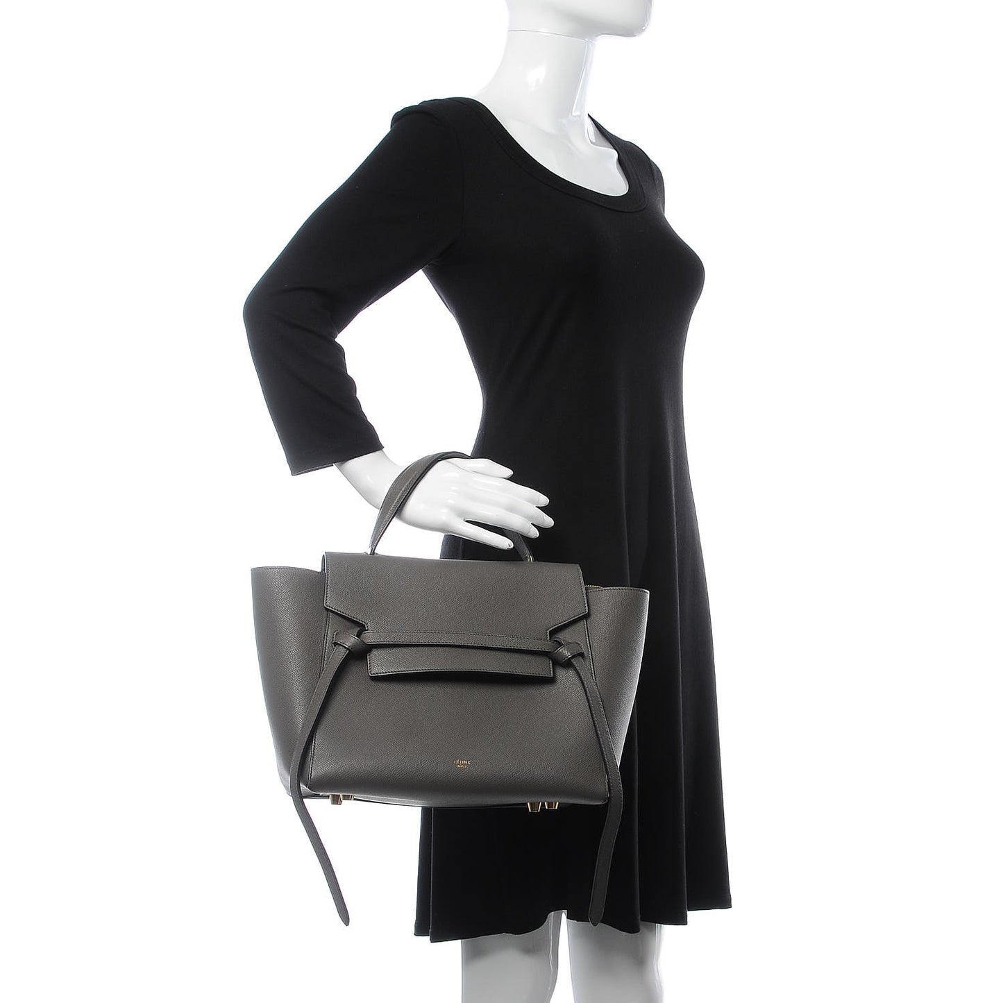 Grained Calfskin Mini Belt Bag Grey