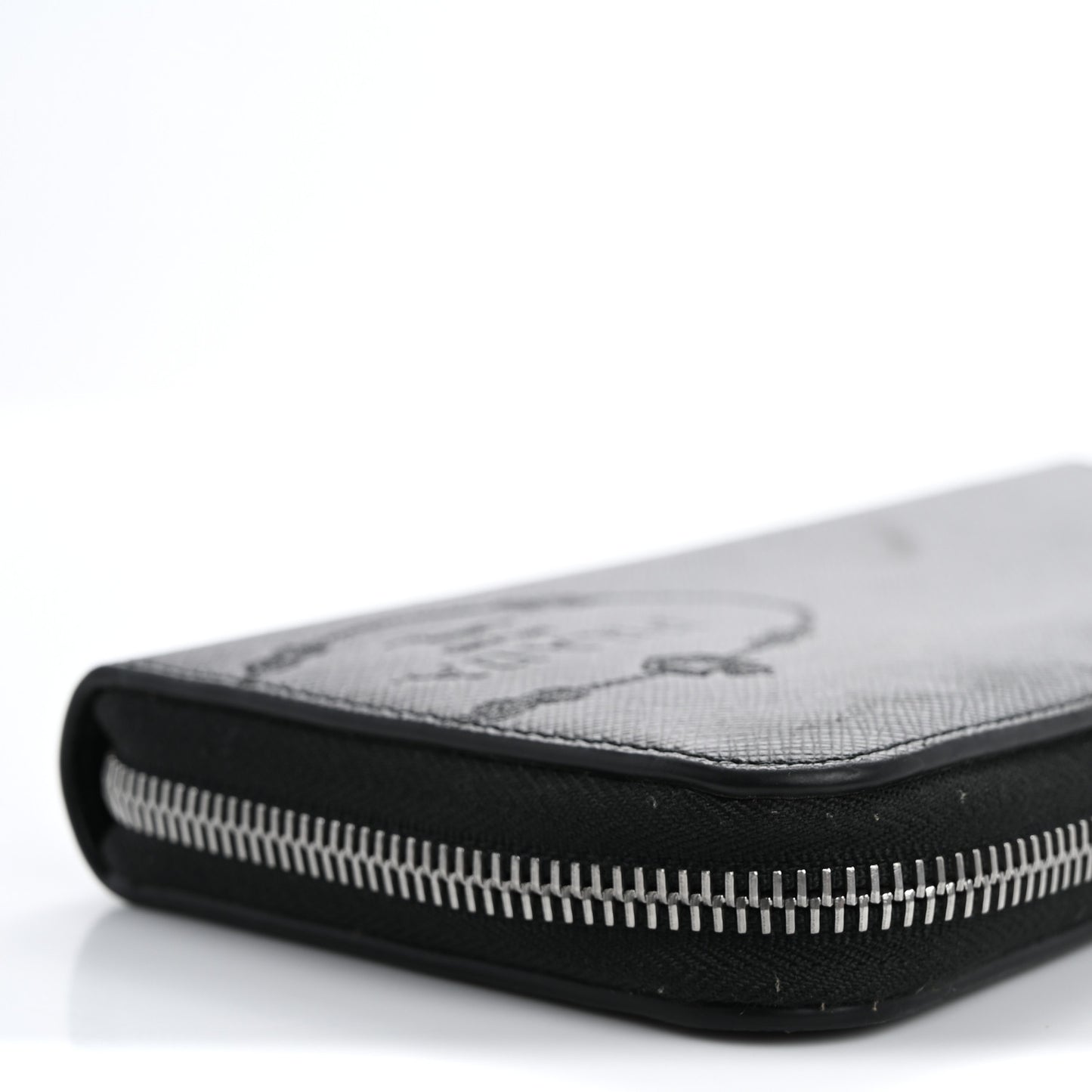 Saffiano Embossed Zip Around Wallet Black