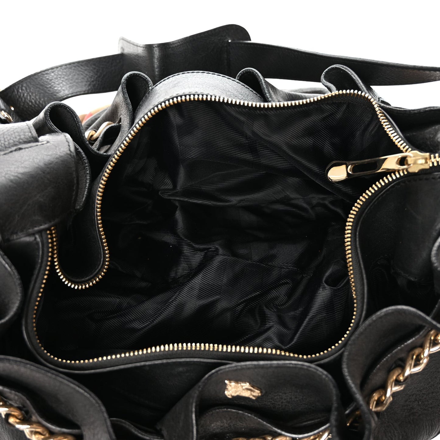 Grainy Calfskin House Check Margaret Bag Black