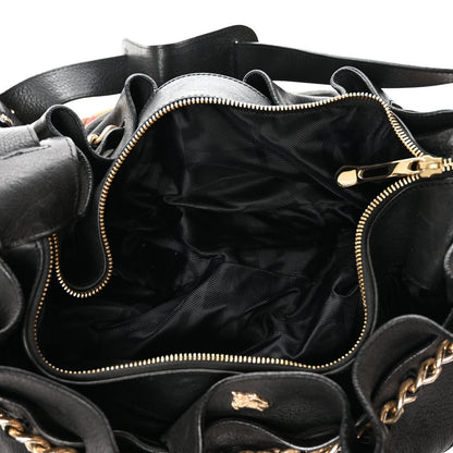 Burberry Grainy Calfskin House Check Margaret Bag Black 4 of 9