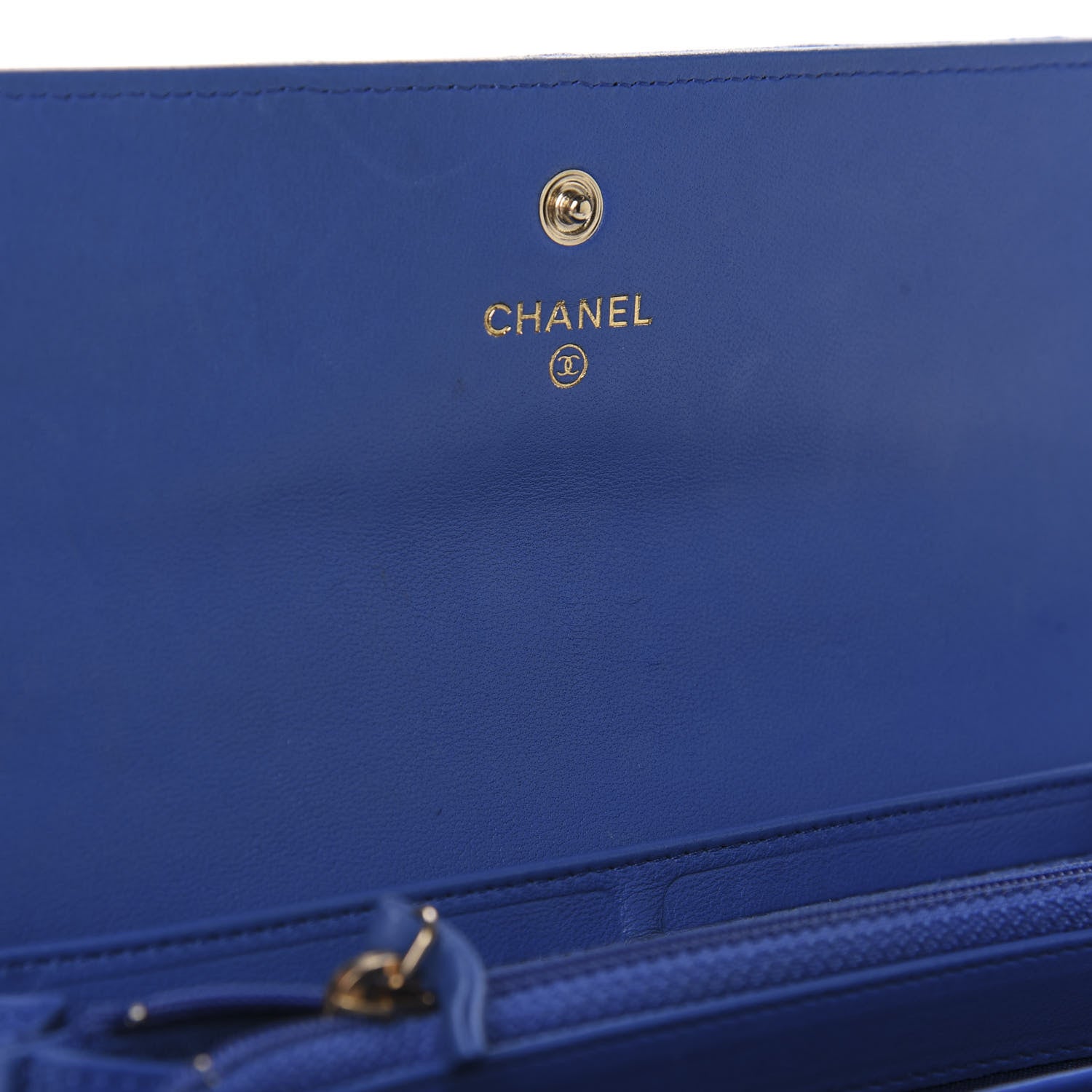 Chanel Lambskin Quilted Large Gusset Flap Wallet Blue 9 of 10