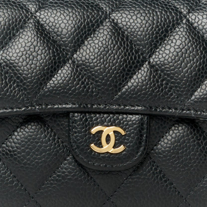 Chanel Caviar Quilted Large Gusset Flap Wallet Black 9 of 10