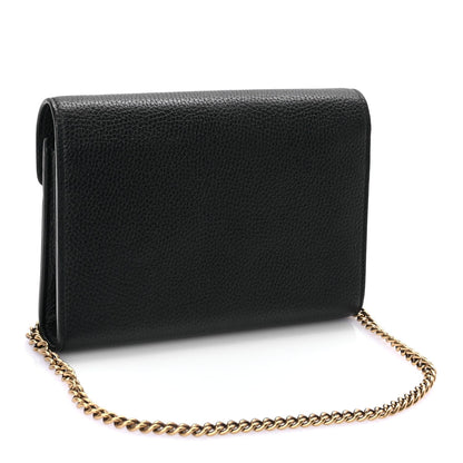 Gucci Calfskin GG Marmont Chain Wallet Black 3 of 9