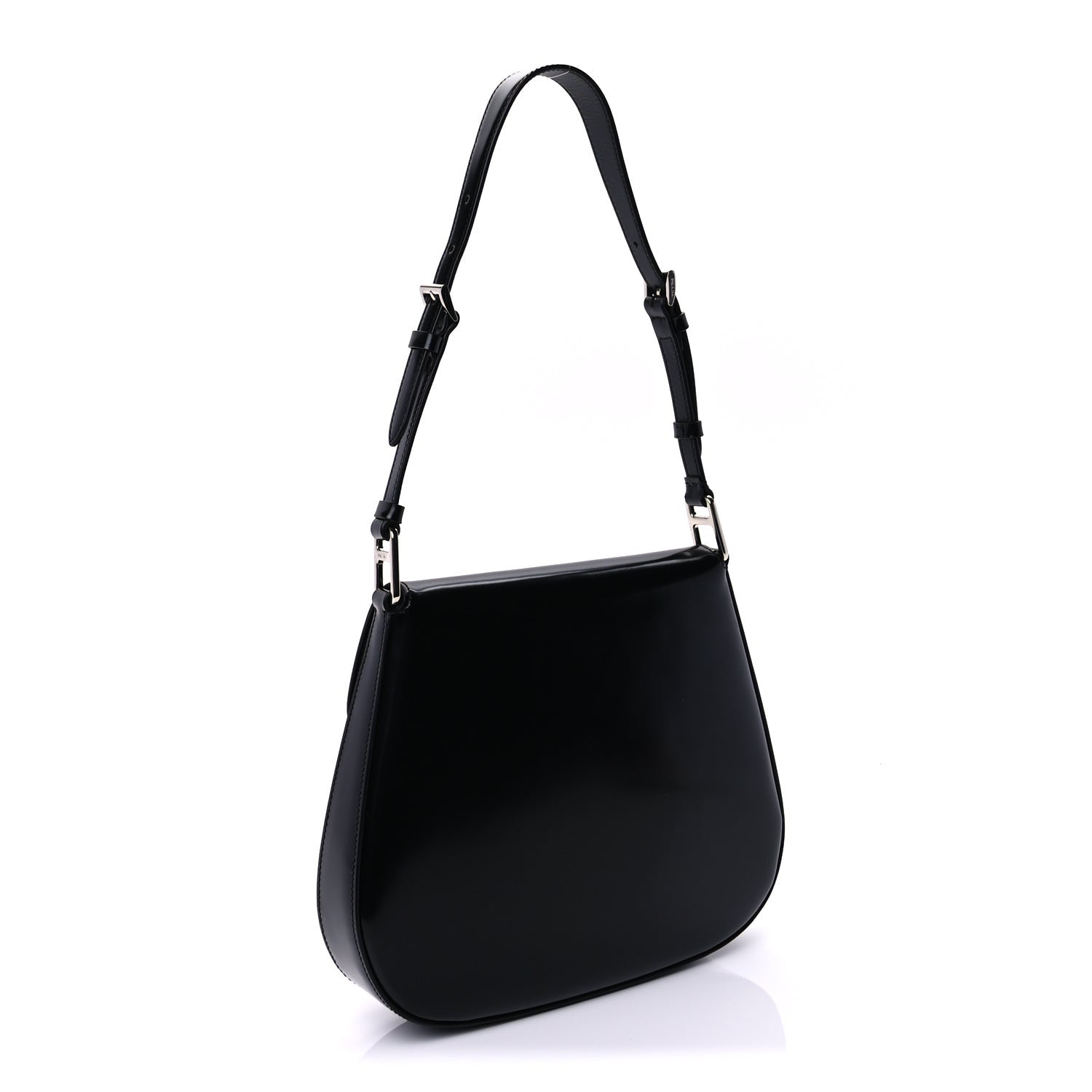 Prada Spazzolato Cleo Flap Adjustable Strap Shoulder Bag  Black 2 of 8