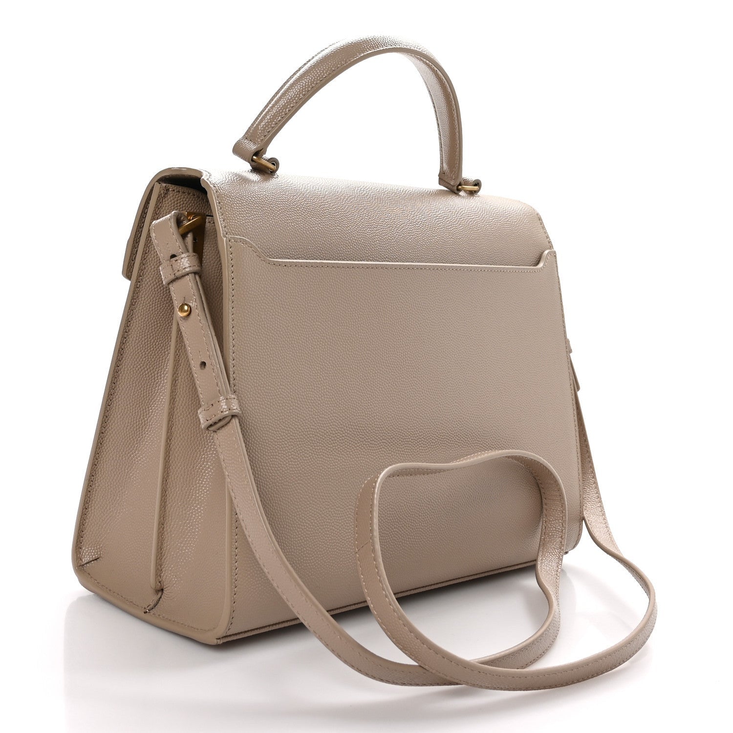 Saint Laurent Grain de Poudre Medium Classic Monogram Cassandra Top Handle Dark Beige 3 of 7
