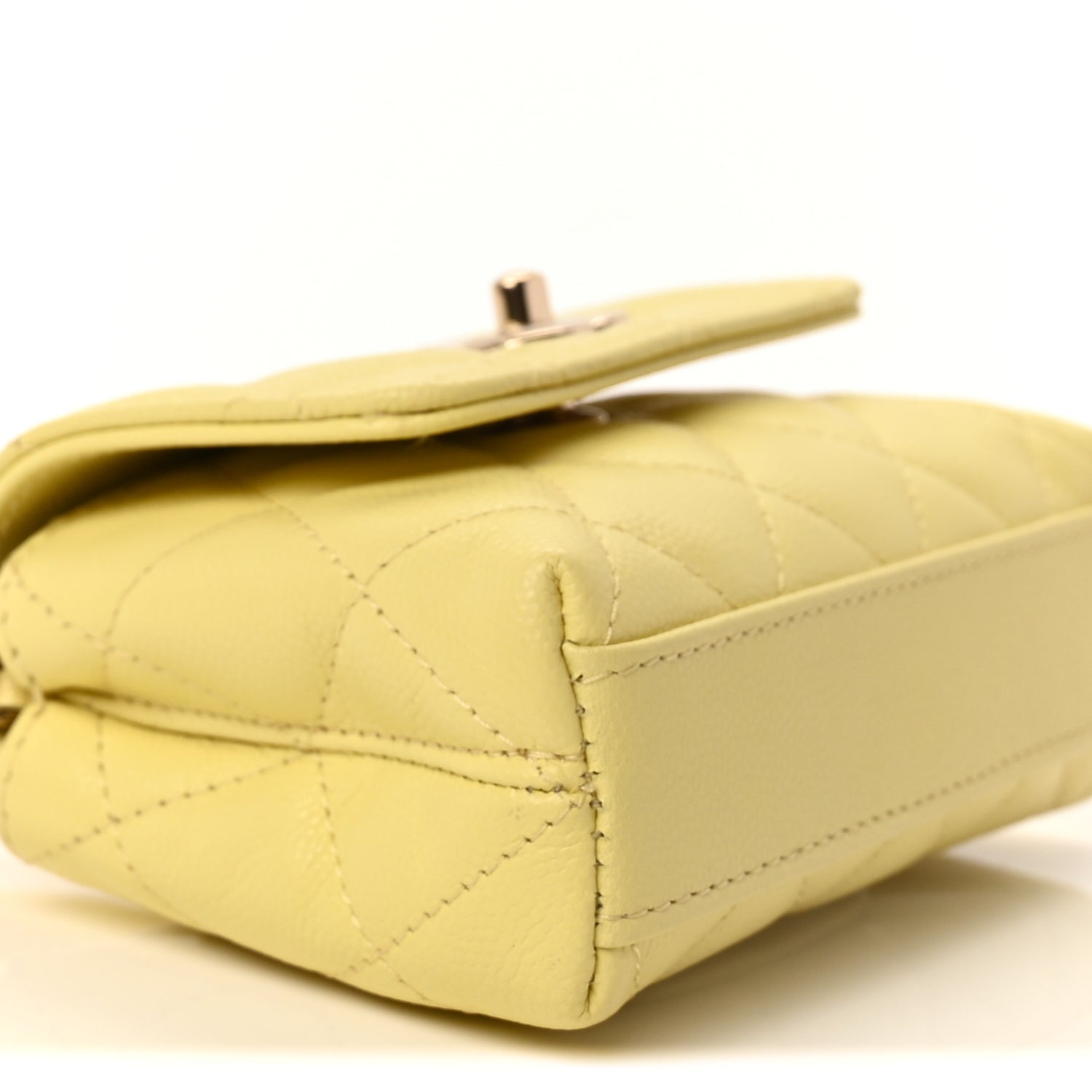 Chanel Caviar Quilted Nano Coco Handle Clutch With Chain Yellow 5 of 7