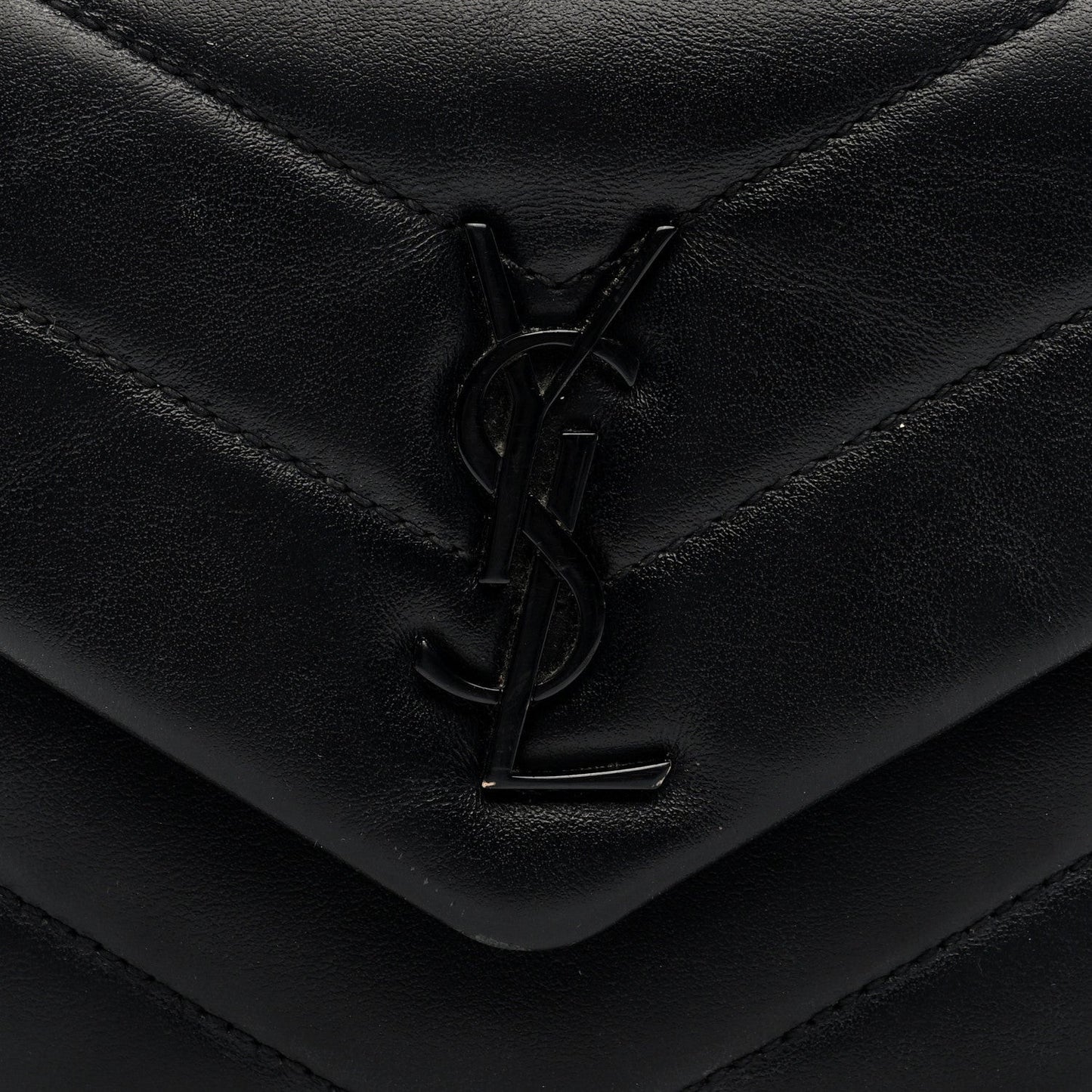 Calfskin Y Quilted Monogram Monochrome Toy Loulou Crossbody Bag Black