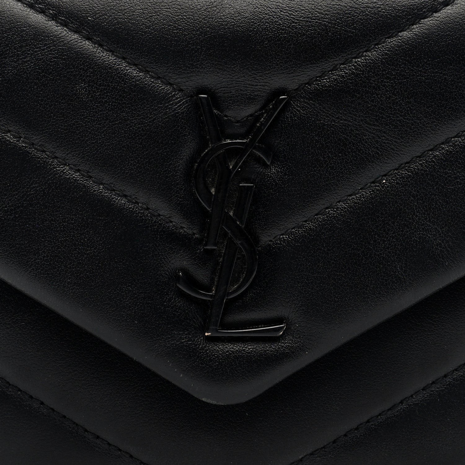 Saint Laurent Calfskin Y Quilted Monogram Monochrome Toy Loulou Crossbody Bag Black 6 of 7