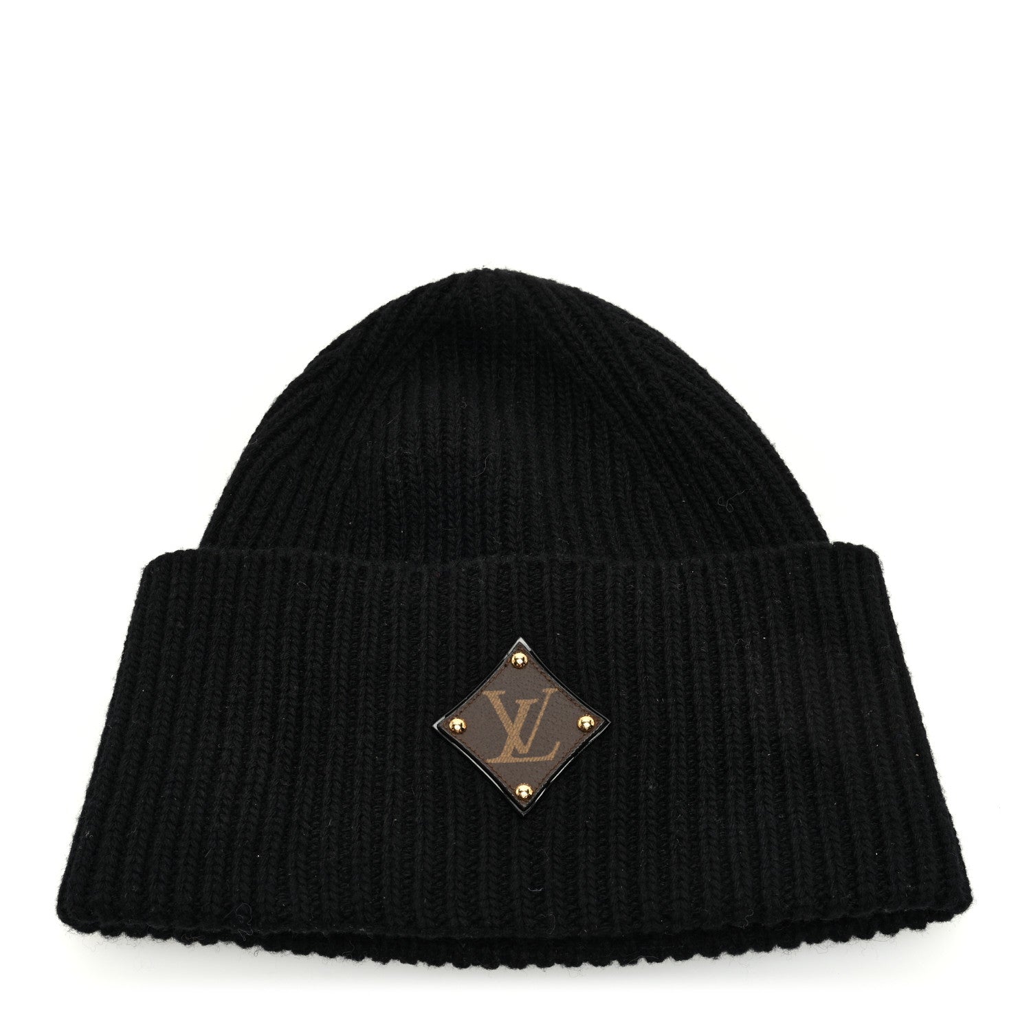 Louis Vuitton Wool LV initials Monogram Beanie Hat Black 1 of 5