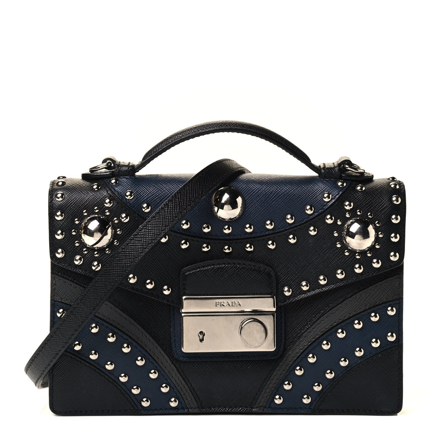 Saffiano Studded Sound Bag Black Blue