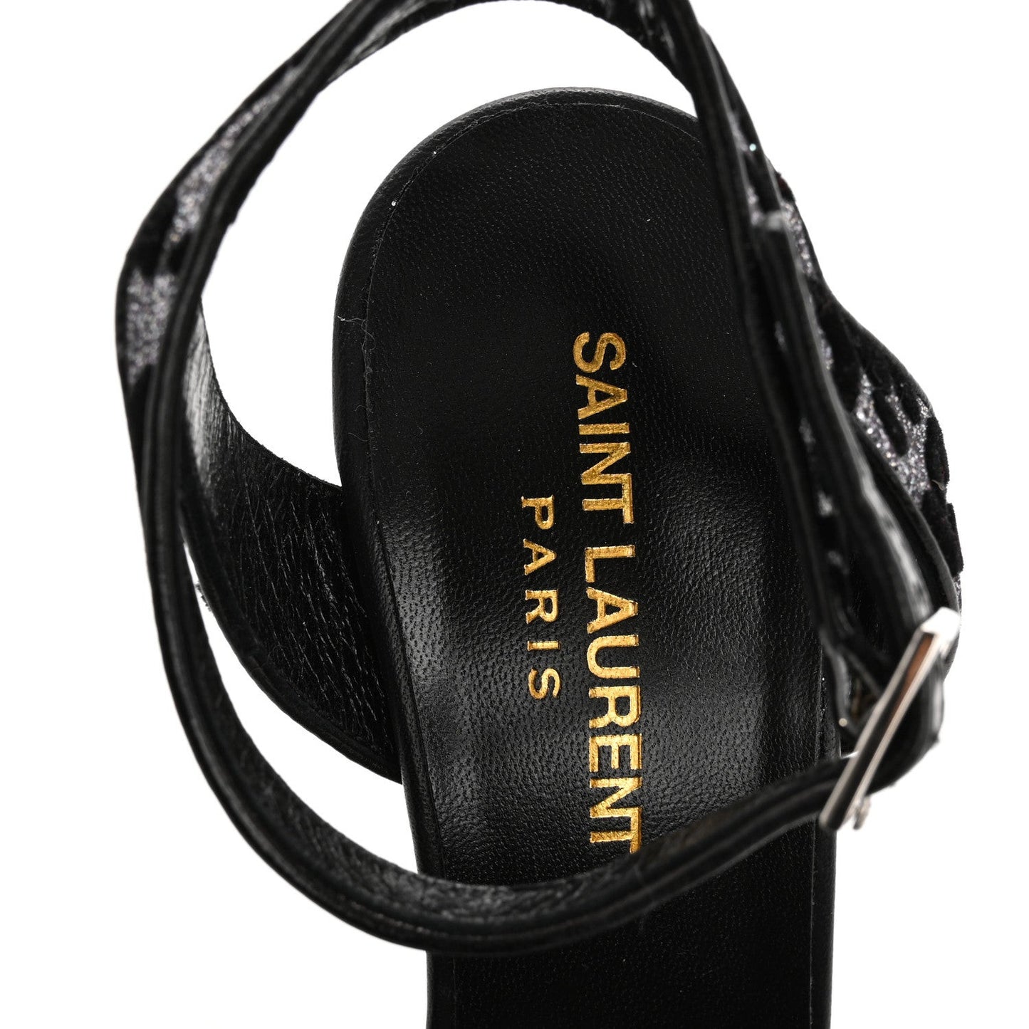 Velvet Glitter Leopard Print Platform Sandals 37 Argento Black