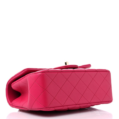 Chanel Lambskin Quilted Mini Top Handle Rectangular Flap Dark Pink 4 of 9