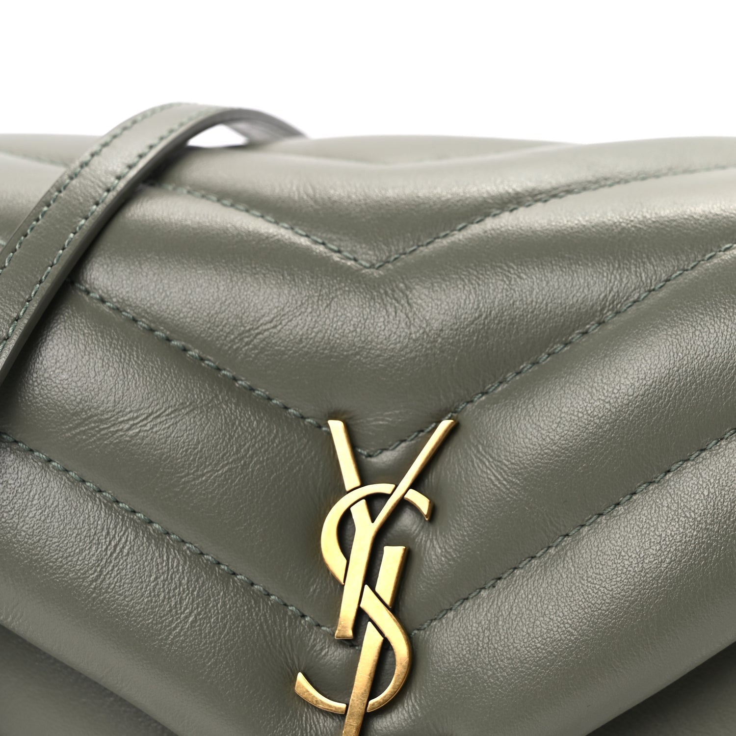 Saint Laurent Calfskin Y Quilted Monogram Toy Loulou Crossbody Bag  Light Sage 6 of 7