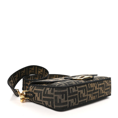 Fendi Fabric Jacquard FF 1974 Medium Baguette Tobacco Moro Black 4 of 7