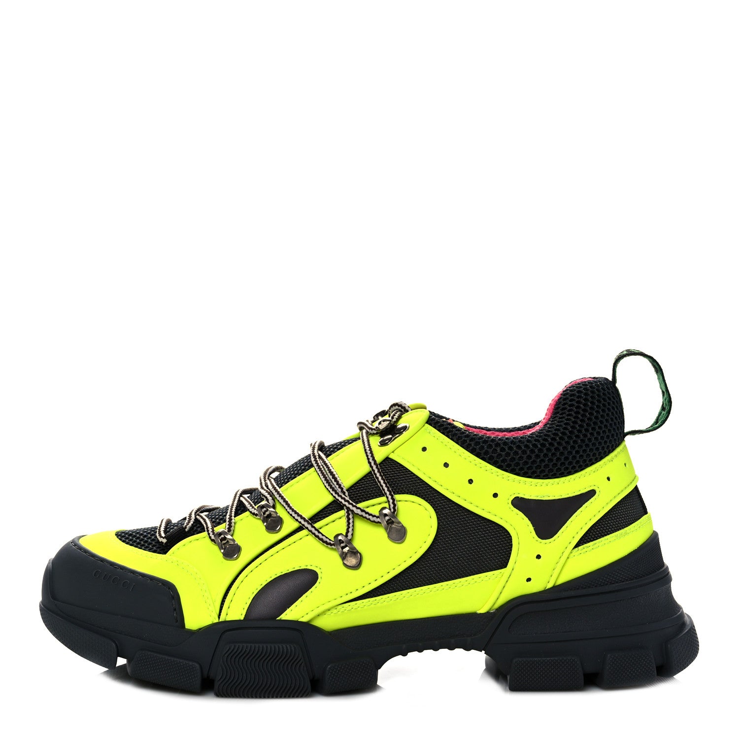 Gucci X SEGA Mesh Technical Canvas Calfskin Reflective Mens Flashtrek Sneakers 10.5 Neon Yellow Lotus 1 of 8