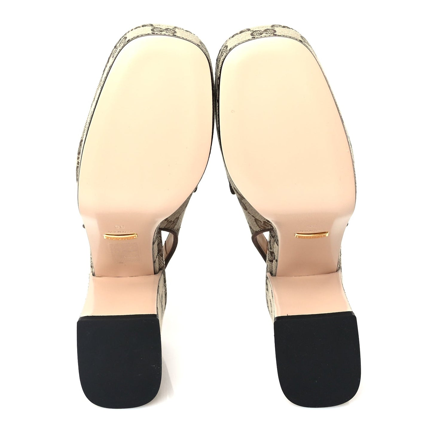 Monogram Kid Scamosciato Horsebit Platform 25/85mm Slingback Mules 36 Beige Ebony New Acero