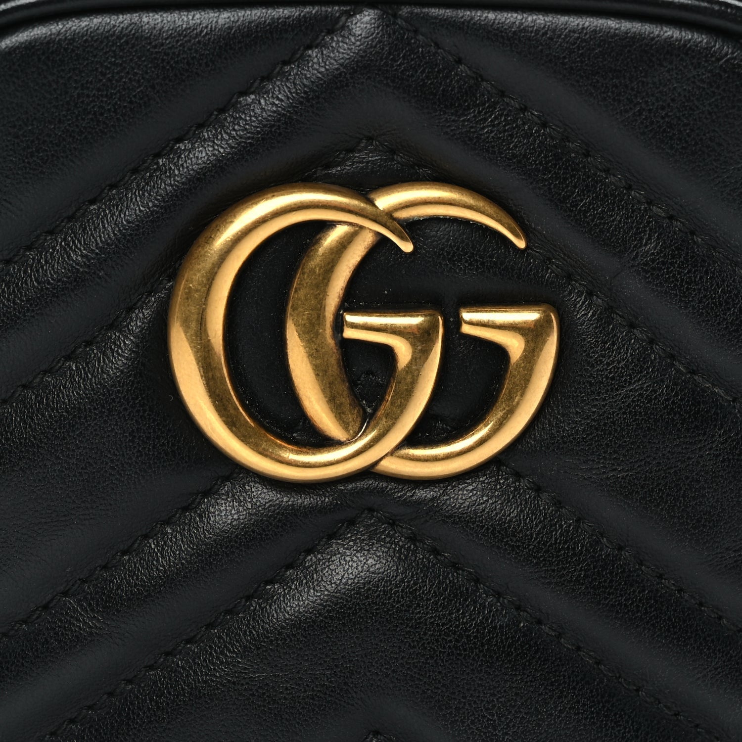 Gucci Calfskin Matelasse Mini GG Marmont Crossbody Bag Black 6 of 9