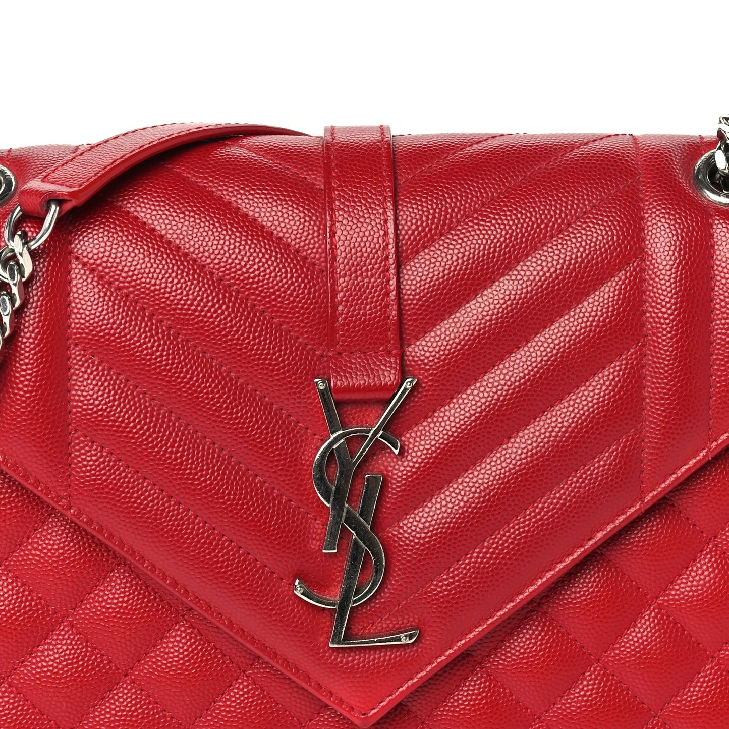 Grain De Poudre Textured Mixed Matelasse Triquilt Medium Monogram Satchel New Red