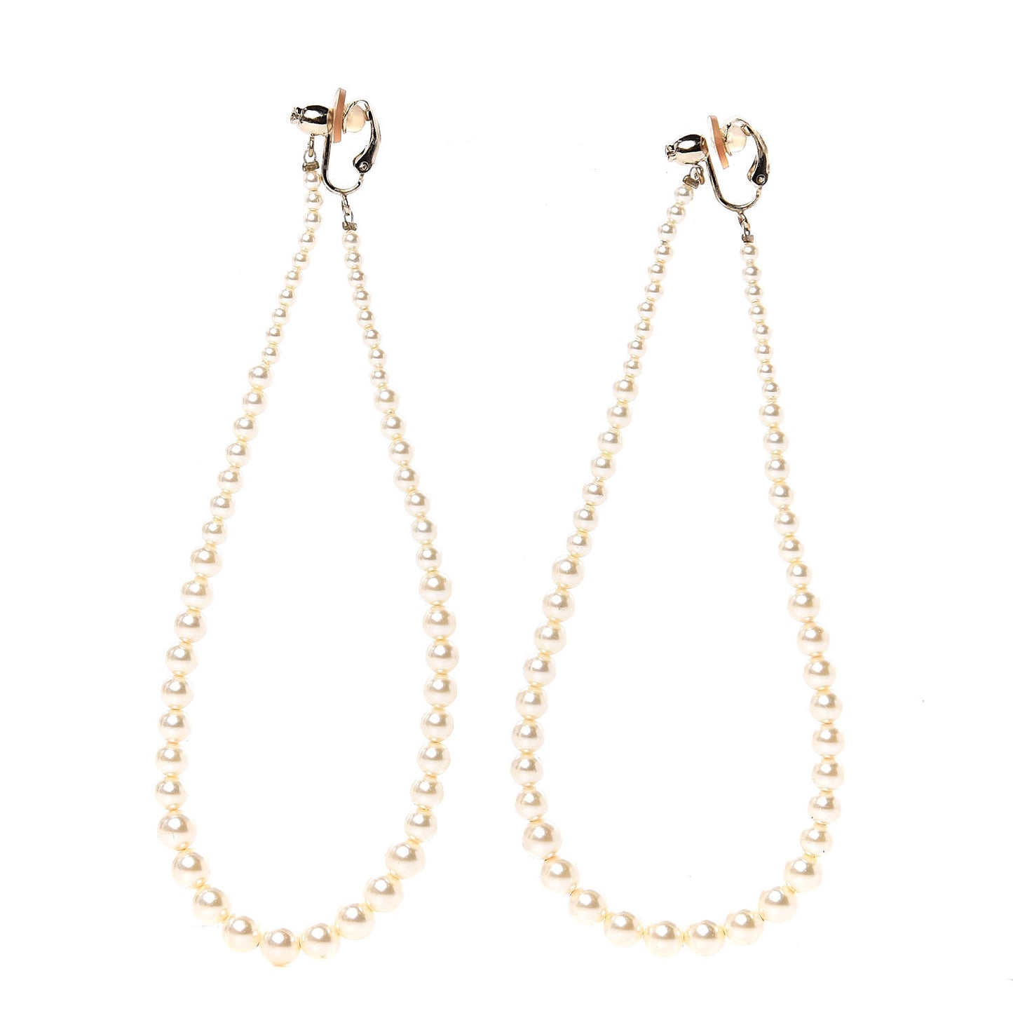 Pearl CC Drop Clip On Earrings Gold