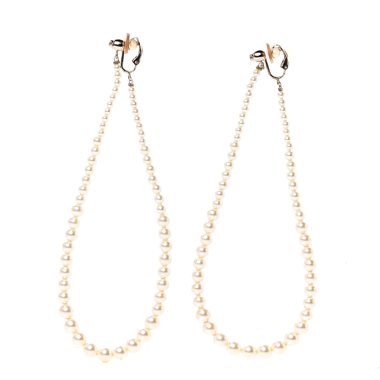 Chanel Pearl CC Drop Clip On Earrings Gold 1 of 5
