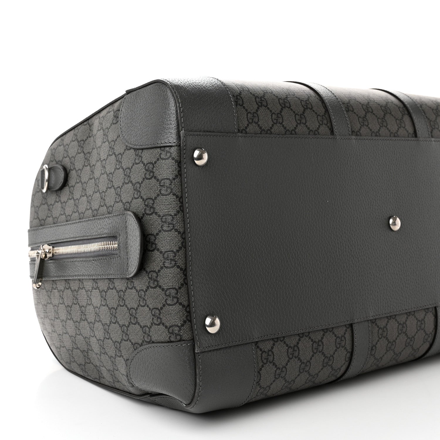 Gucci GG Supreme Monogram Textured Dollar Calfskin Large Savoy Duffle Bag Grey Black Graphite Grey 8 of 15