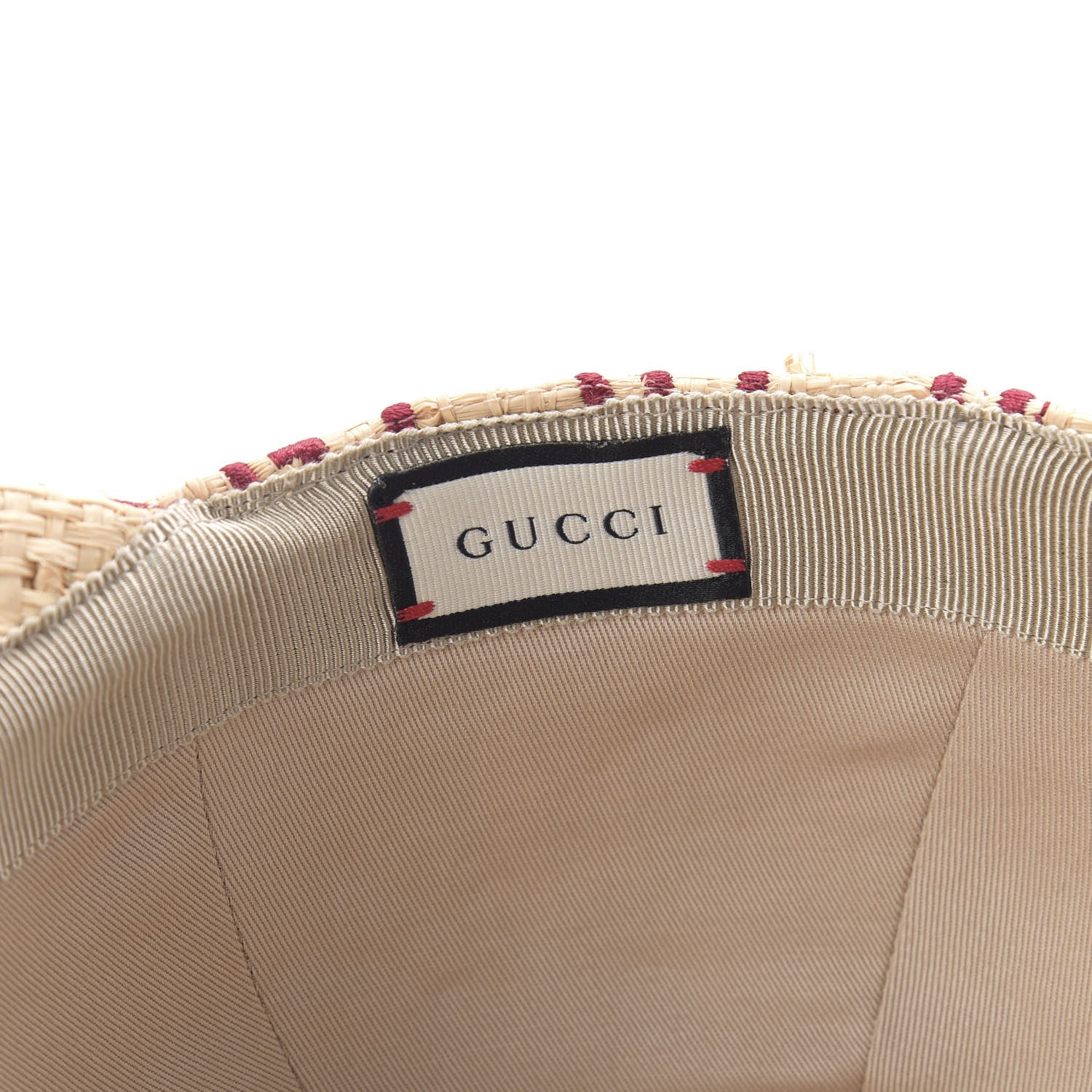 Gucci Raffia GG Monogram Elaphe Embroidered Aisha Baseball Hat L Ivory Bordeaux 8 of 9