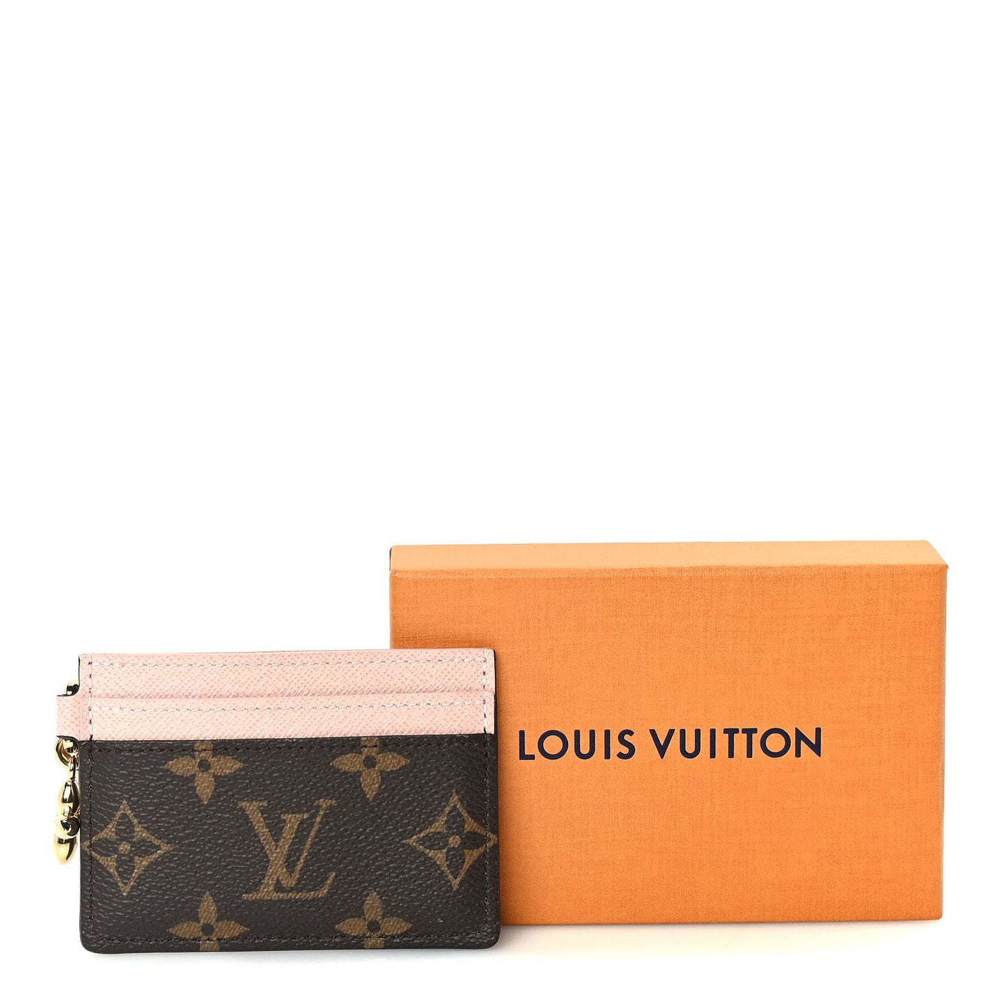 Monogram LV Charms Card Holder Rose Ballerine