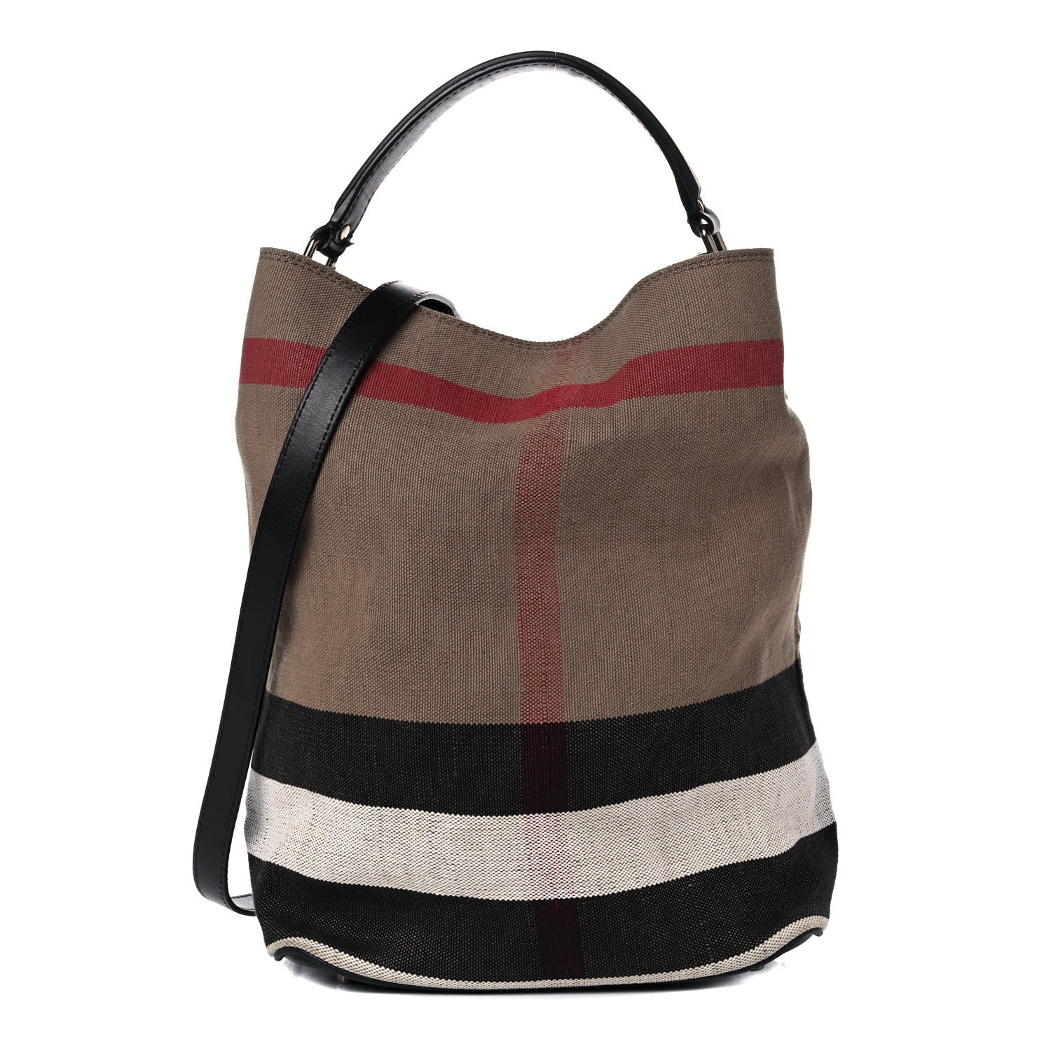 Burberry Canvas Mega Check Medium Ashby Hobo Black 1 of 19