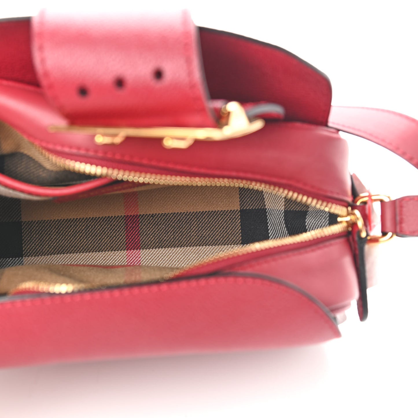 Soft Grain Calfskin Small Buckle Zip Bag Red