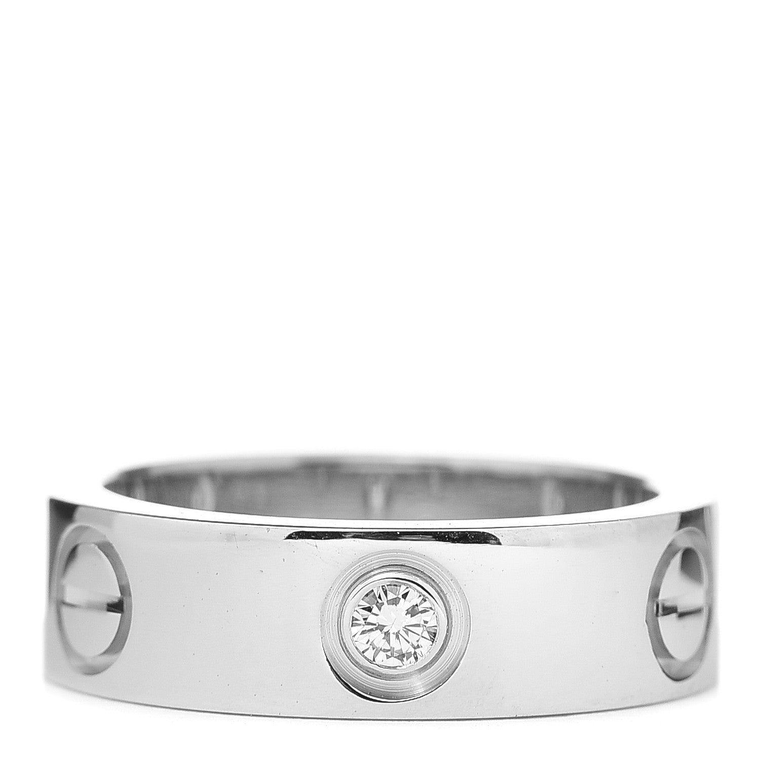 Cartier 18K White Gold 3 Diamond 5.5mm LOVE Ring 49 5 1 of 6