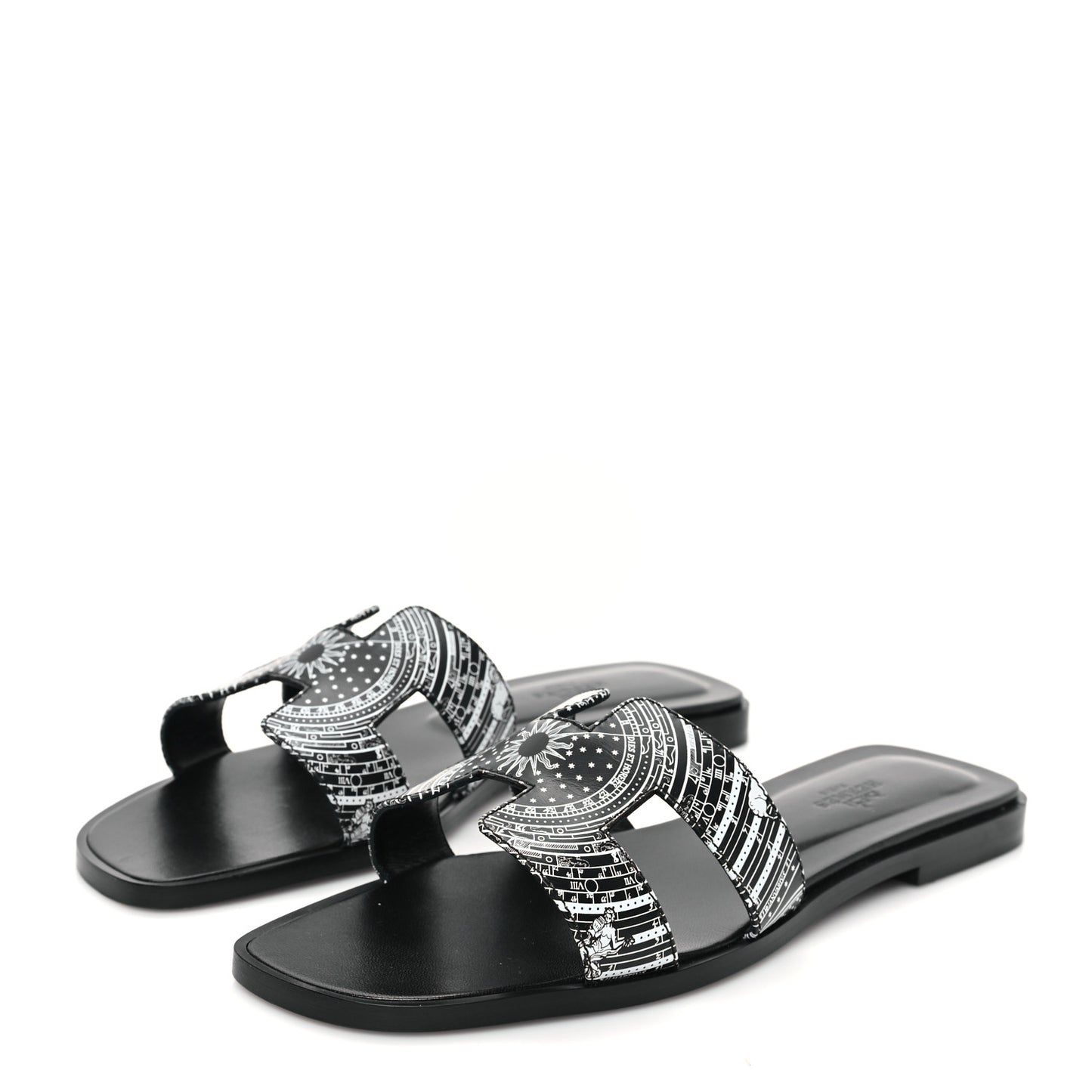 Calfskin Astrologie Bandana Oran Sandals 38 Black White