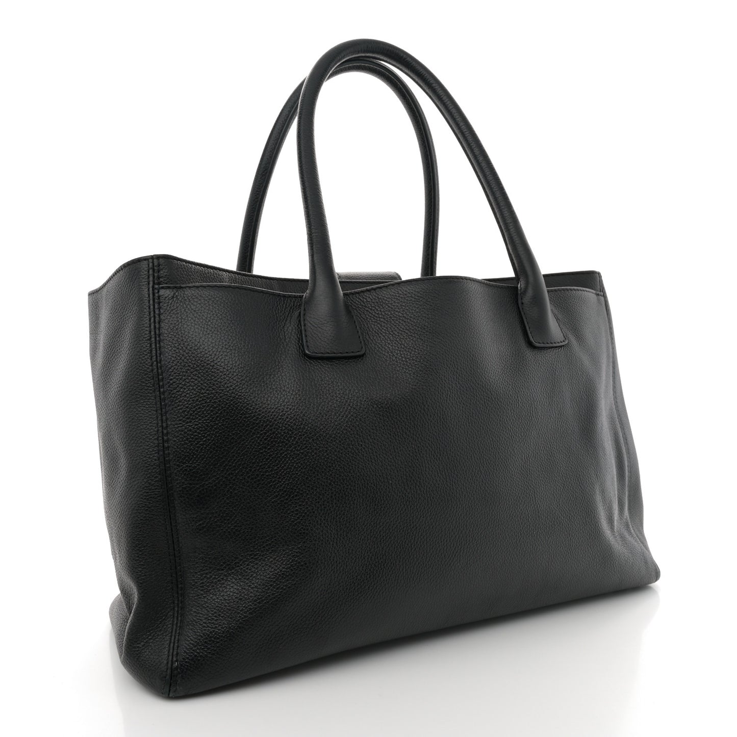 Calfskin Cerf Executive Shopper Tote Black