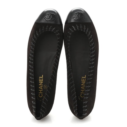 Chanel Suede Lambskin CC Cap Toe Stitched Flats 40 Brown 2 of 9