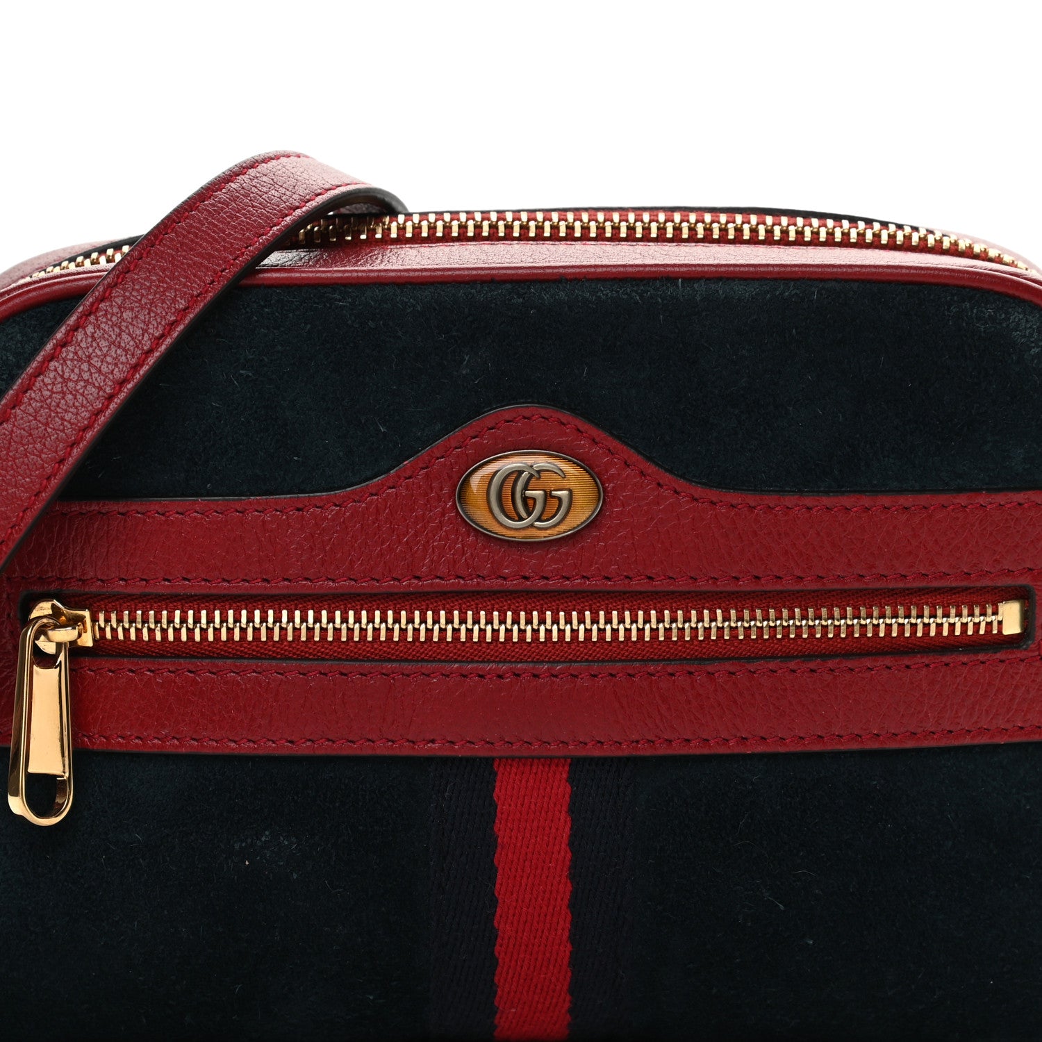 Gucci Suede Calfskin Web Mini Ophidia Shoulder Bag New Blue Romantic Cherry 7 of 15