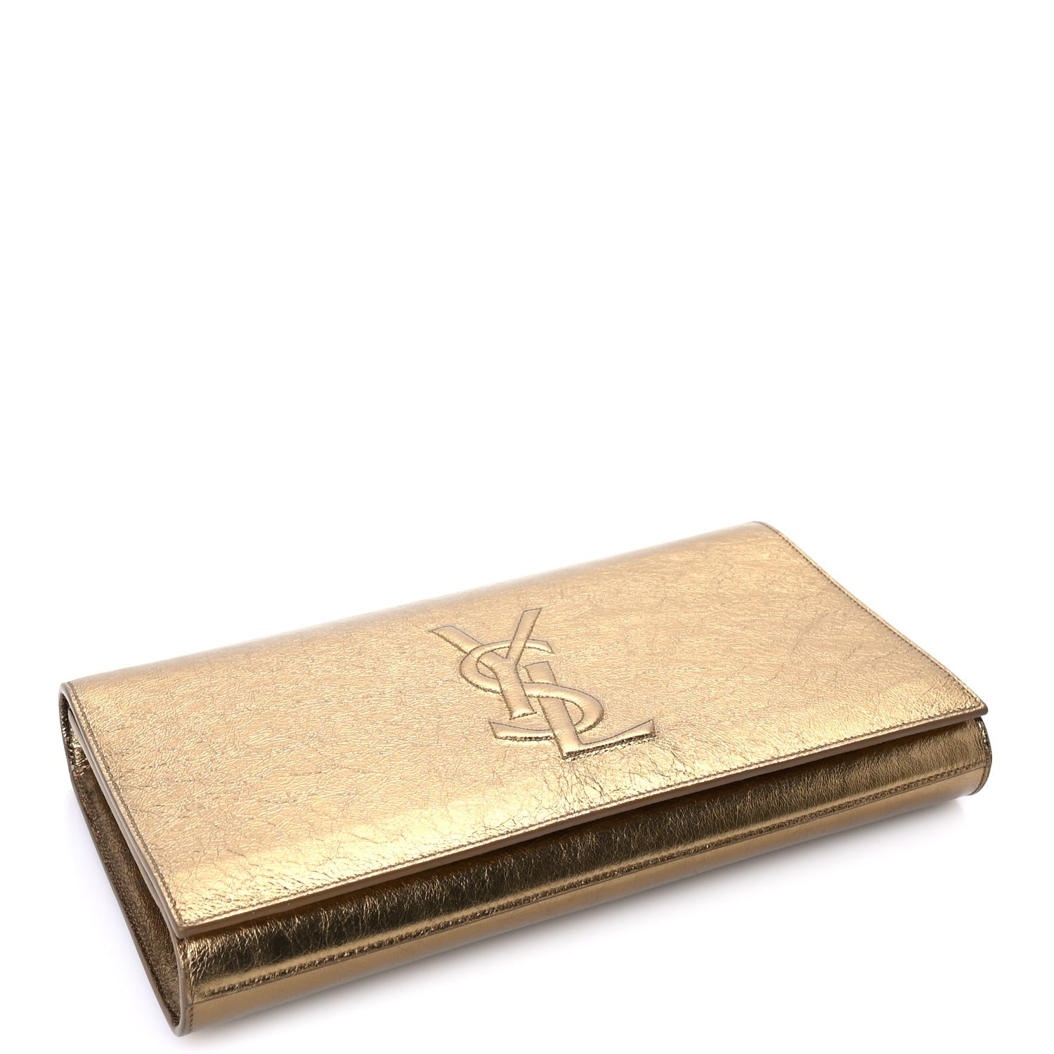 Saint Laurent Metallic Calfskin Monogram Large Belle De Jour Clutch Gold 5 of 7