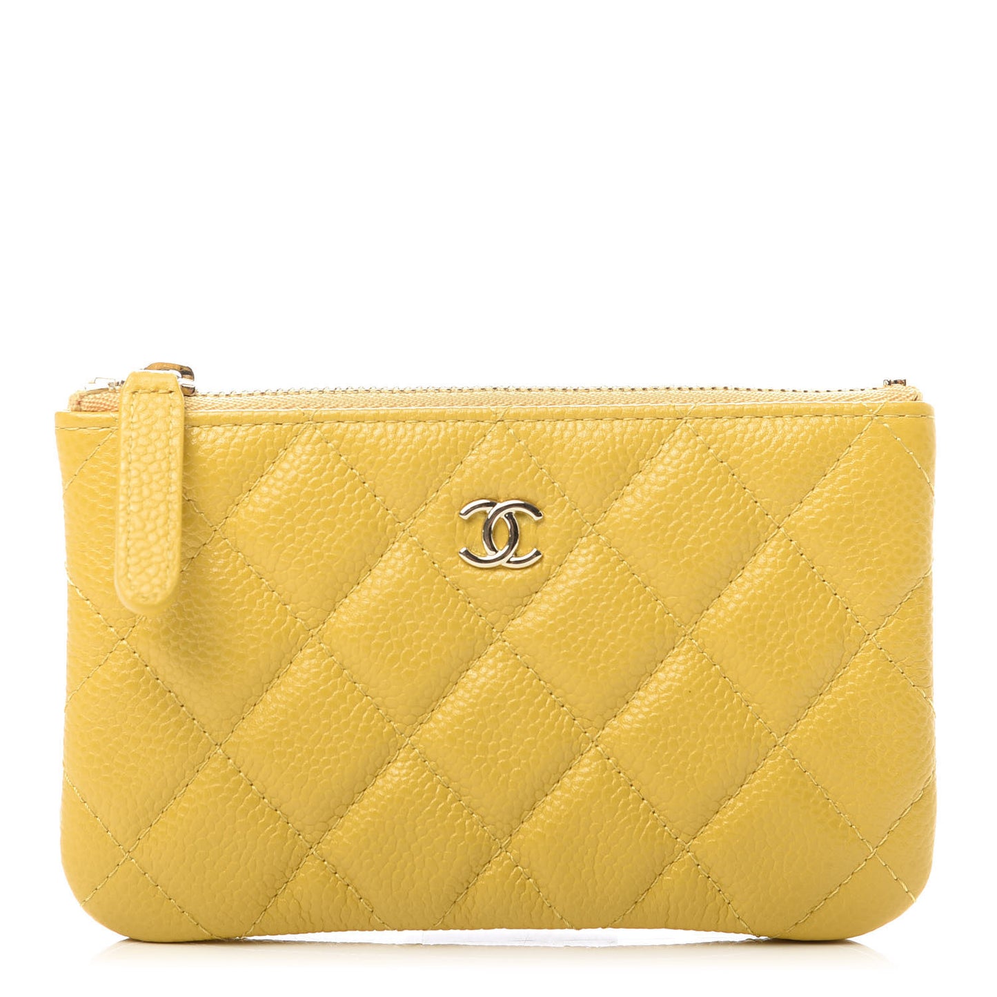Caviar Quilted Small Cosmetic Case Yellow