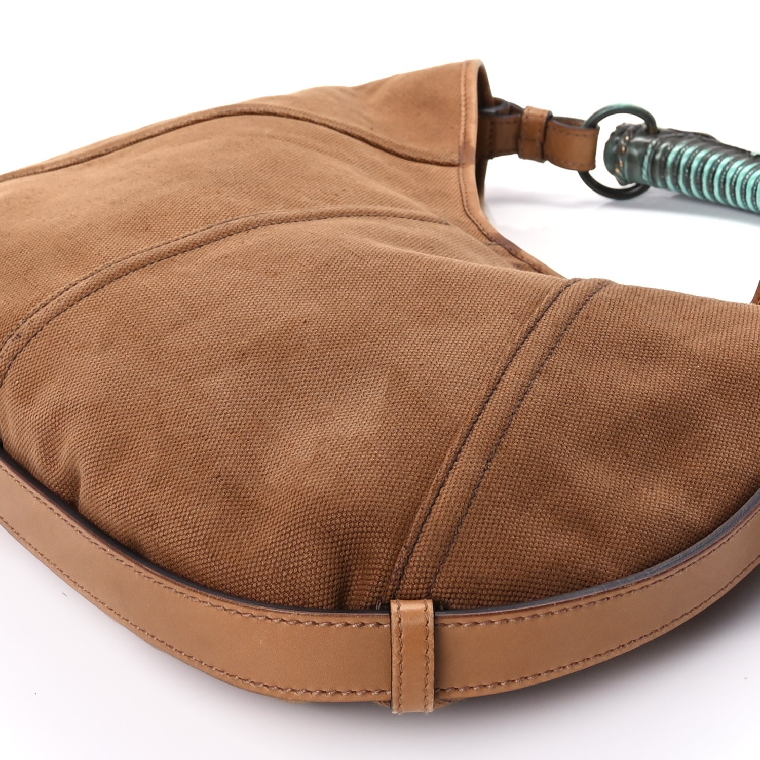Saint Laurent Canvas Mombasa Hobo Tan Turquoise 8 of 8