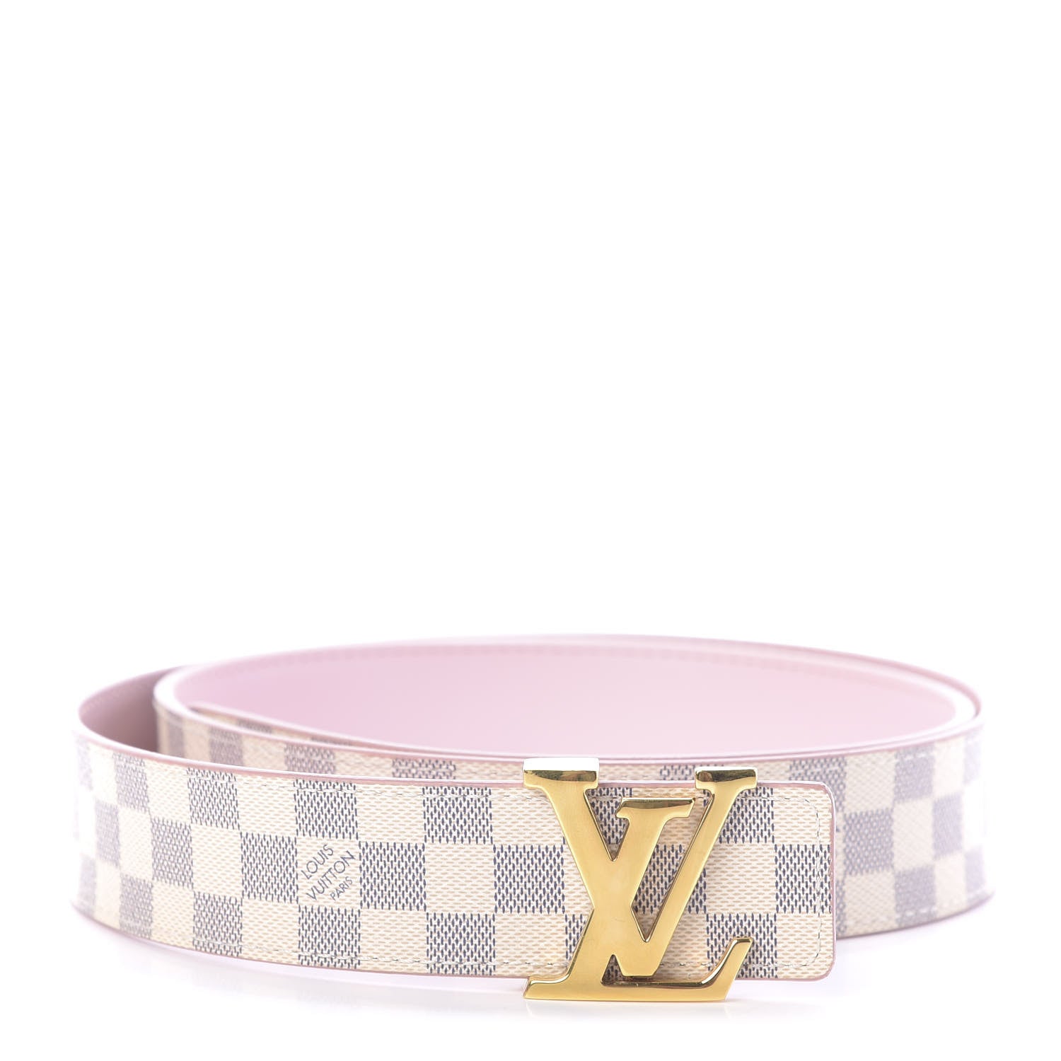 Louis Vuitton Damier Azur LV Initiales 32mm Belt 90 36 Rose Ballerine 1 of 7