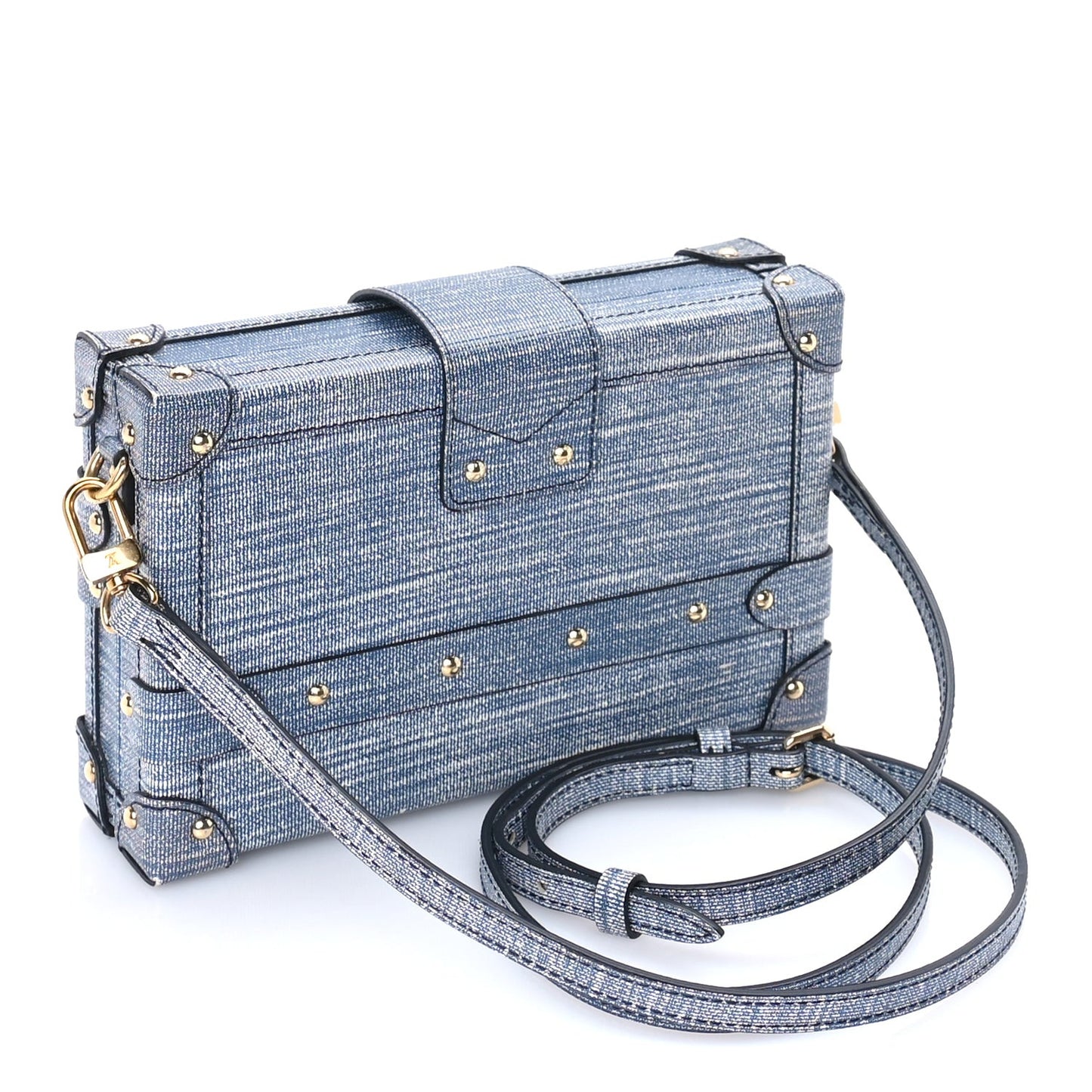 Coated Canvas Denim Petite Malle Blue